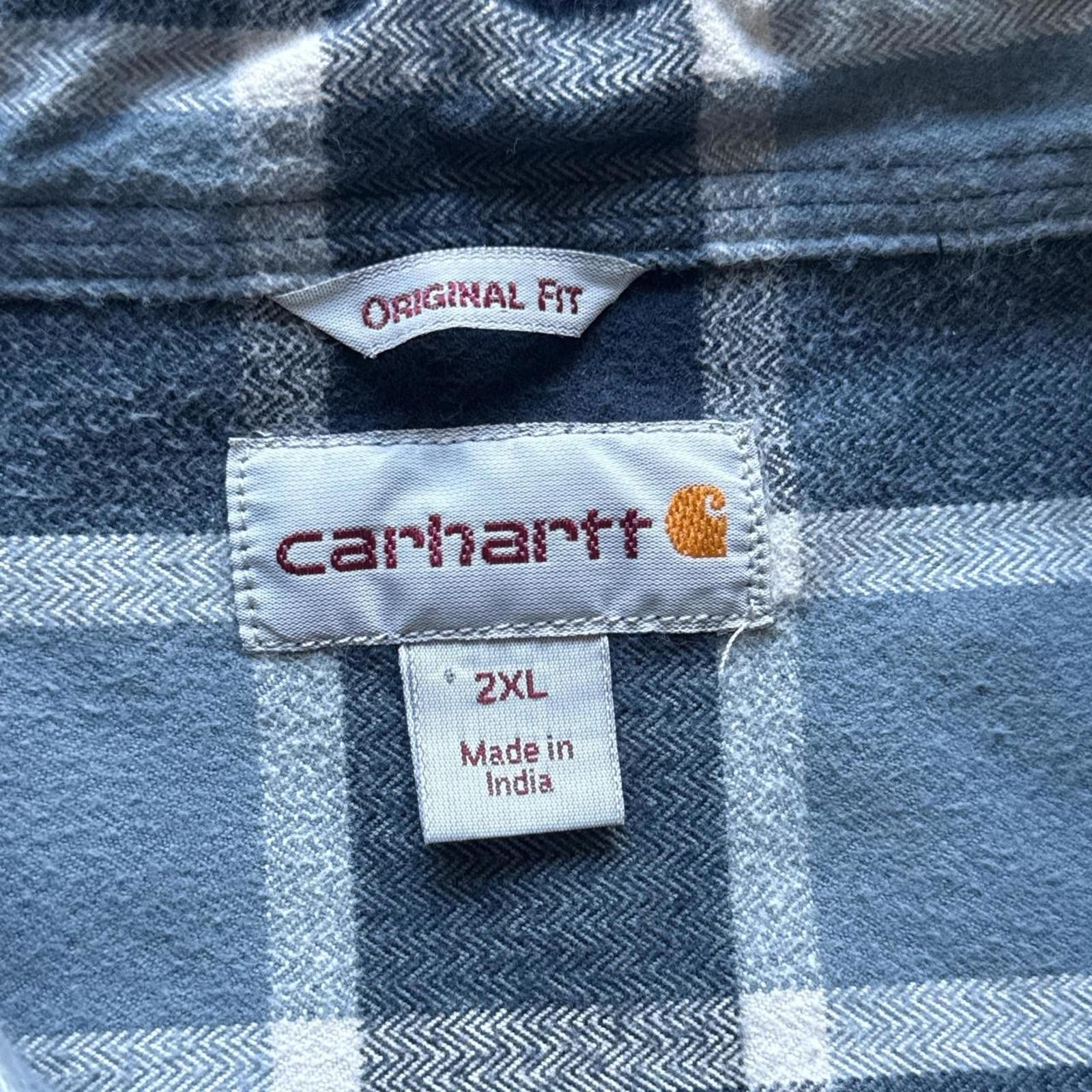 Carhartt Carhartt Blue & White Vintage Plaid Flannel Shirt Flannel Size US XXL / EU 58 / 5 - 6 Thumbnail
