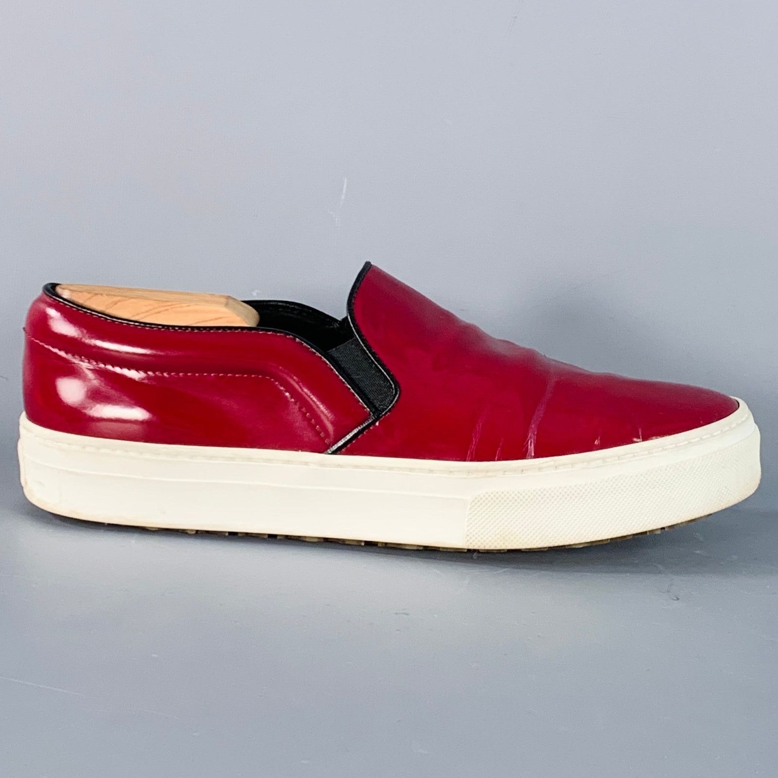 Celine CELINE 8.5 Burgundy White Patent Leather Slip On Sneakers Size US 8.5 / IT 38.5 - 2 Thumbnail