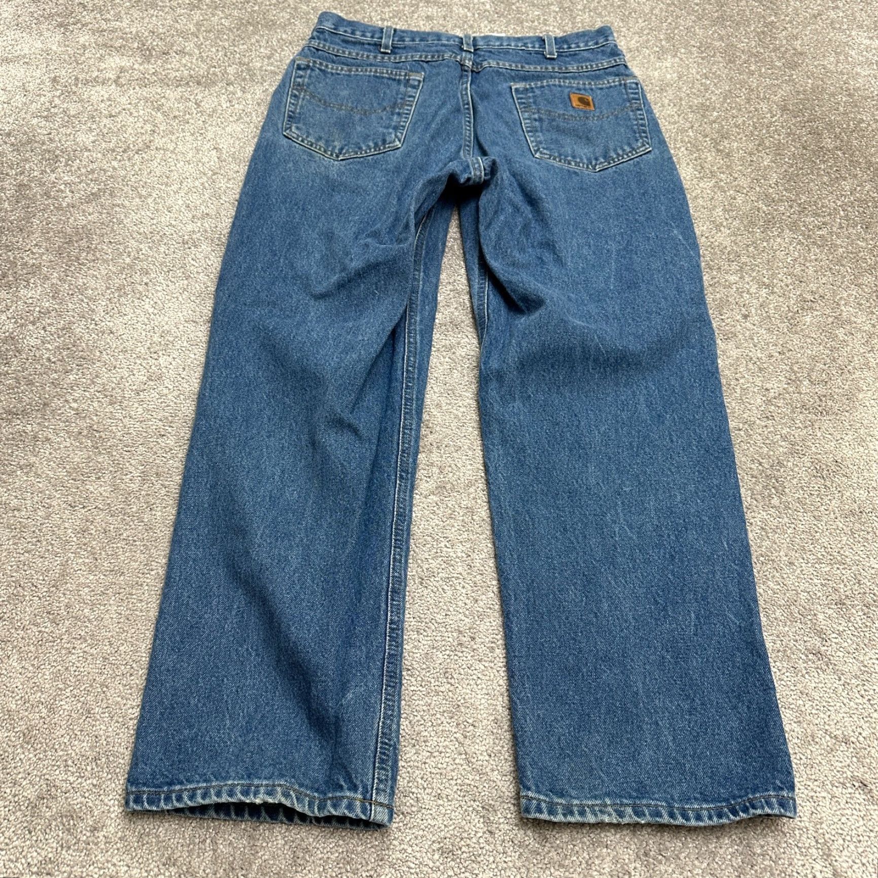 Carhartt Carhartt Jeans Mens 35x30 Denim Blue Medium Wash 29 Inseam Straight Leg Regular Fit 5-Pocket Cotton Denim Casual Button Zip USA Logo Vintage No Size US 35 - 2 Thumbnail