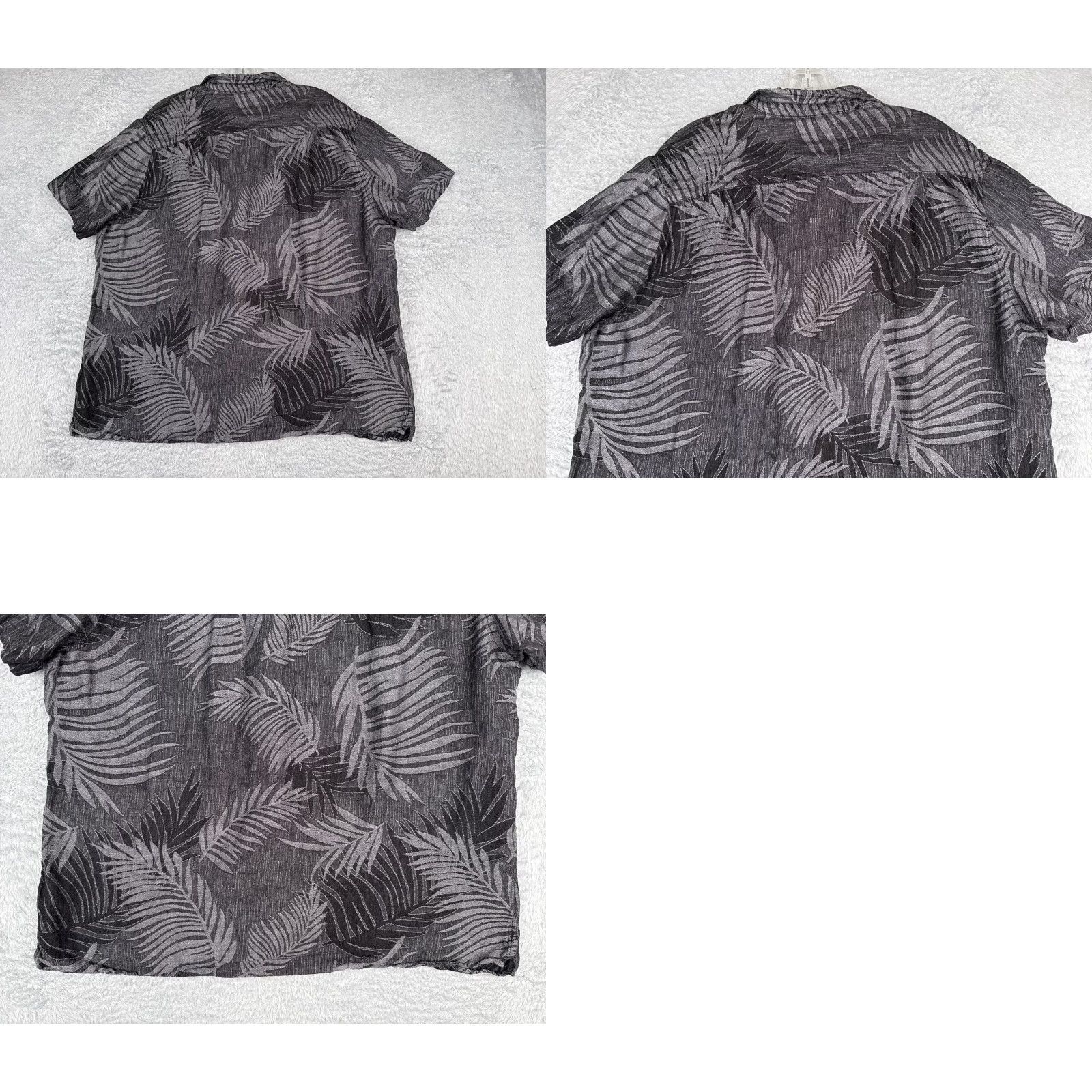Tasso Elba Tasso Elba Shirt Adult 2XL Gray Floral Palm Leaf Button Up Silk Blend Size US XXL / EU 58 / 5 - 9 Thumbnail