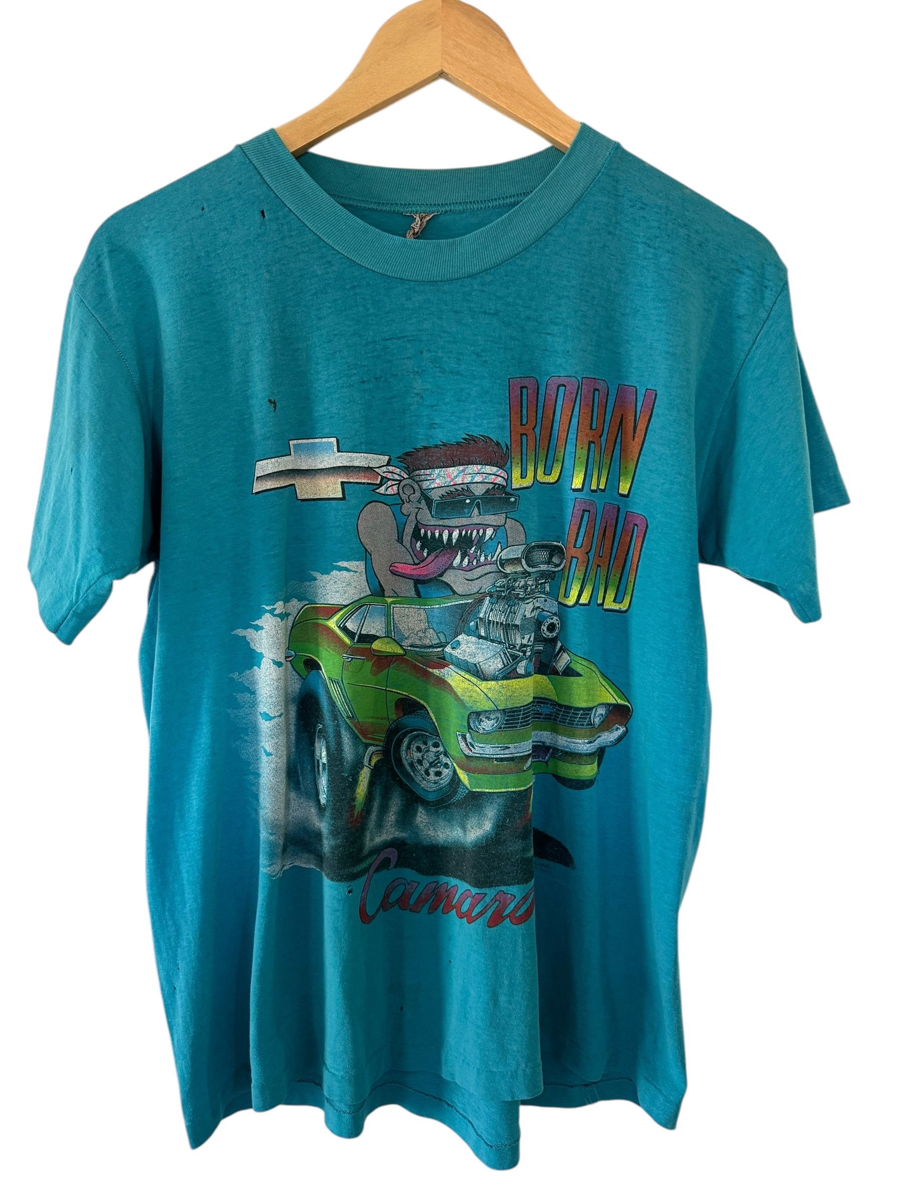 Chevrolet × Vintage Thrashed 1988 Chevy Camaro "Born Bad" Art T-shirt Size US M / EU 48-50 / 2 - 1 Thumbnail