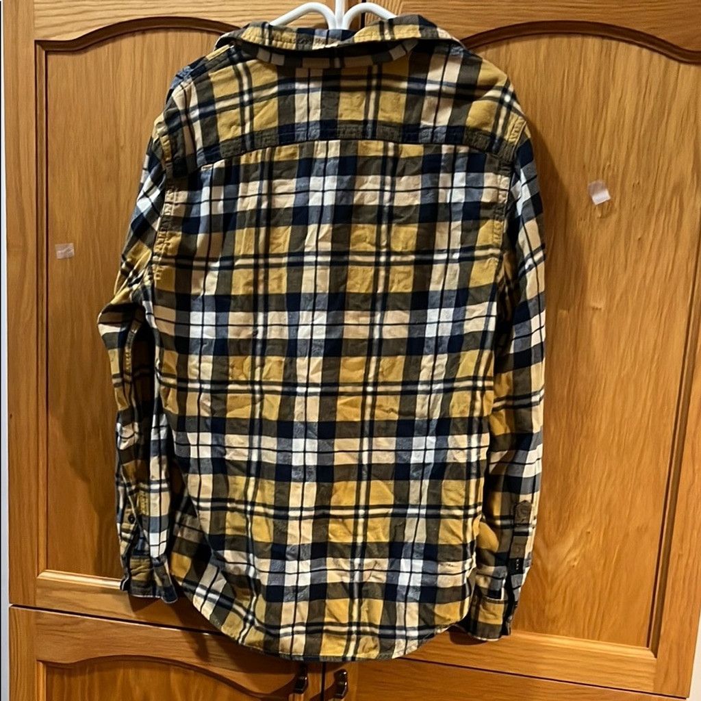 American Eagle Outfitters Yellow Plaid Casual Button Down Shirt Size US XL / EU 56 / 4 - 3 Thumbnail