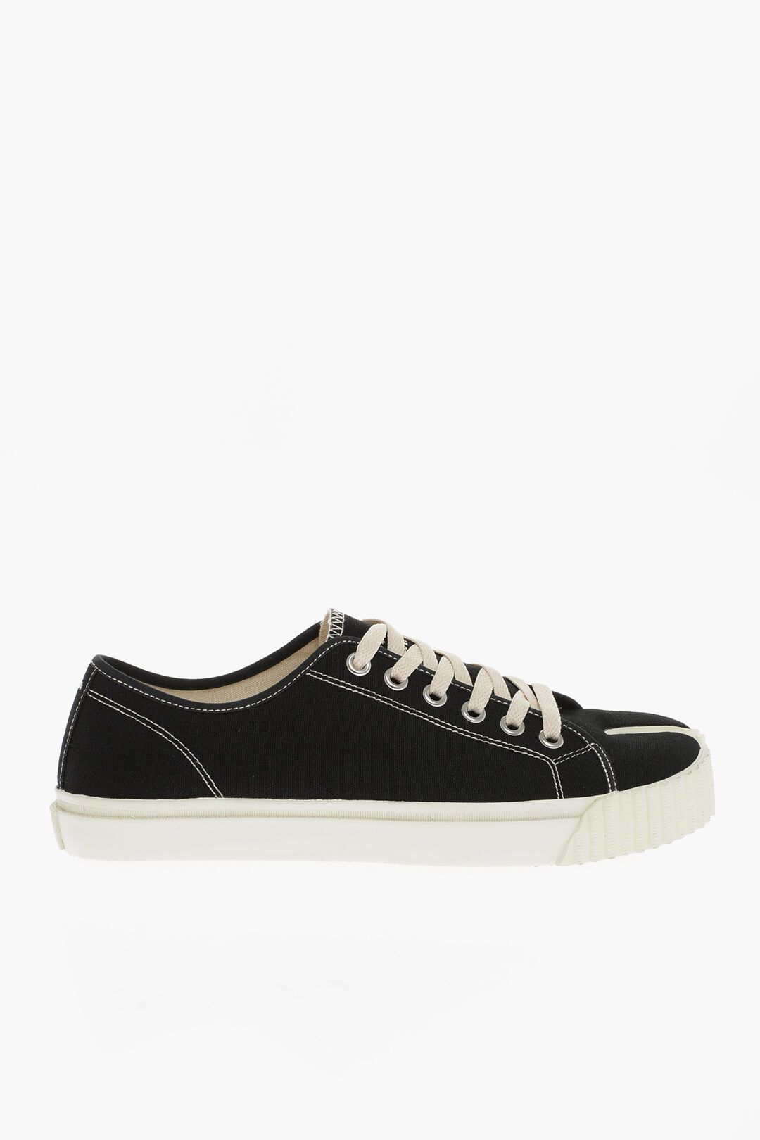 image of Maison Margiela Og1Mm0424 Canvas Tabi Low-Top Sneakers In Black, Men's (Size 12)