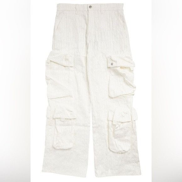 Amiri AMIRI Wide-Leg Cargo Pants Monogram White Men’s Size 30 Size US 30 / EU 46 - 1 Thumbnail
