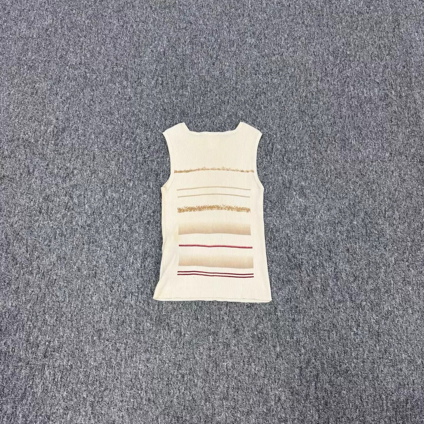 Chanel Chanel Cream H-Striped V-Ribbed Metal Logo Knit Vest 38 Size S / US 4 / IT 40 - 2 Thumbnail