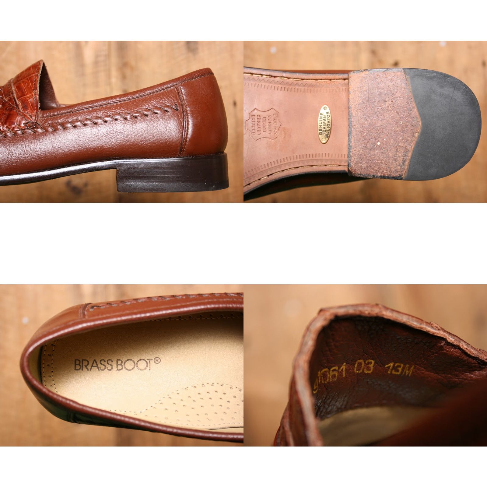 Vintage Brass Boot Dress Loafer M Slip On Cognac Leather Tassel Brown 13M Men Shoes Size US 13 / EU 46 - 8 Thumbnail