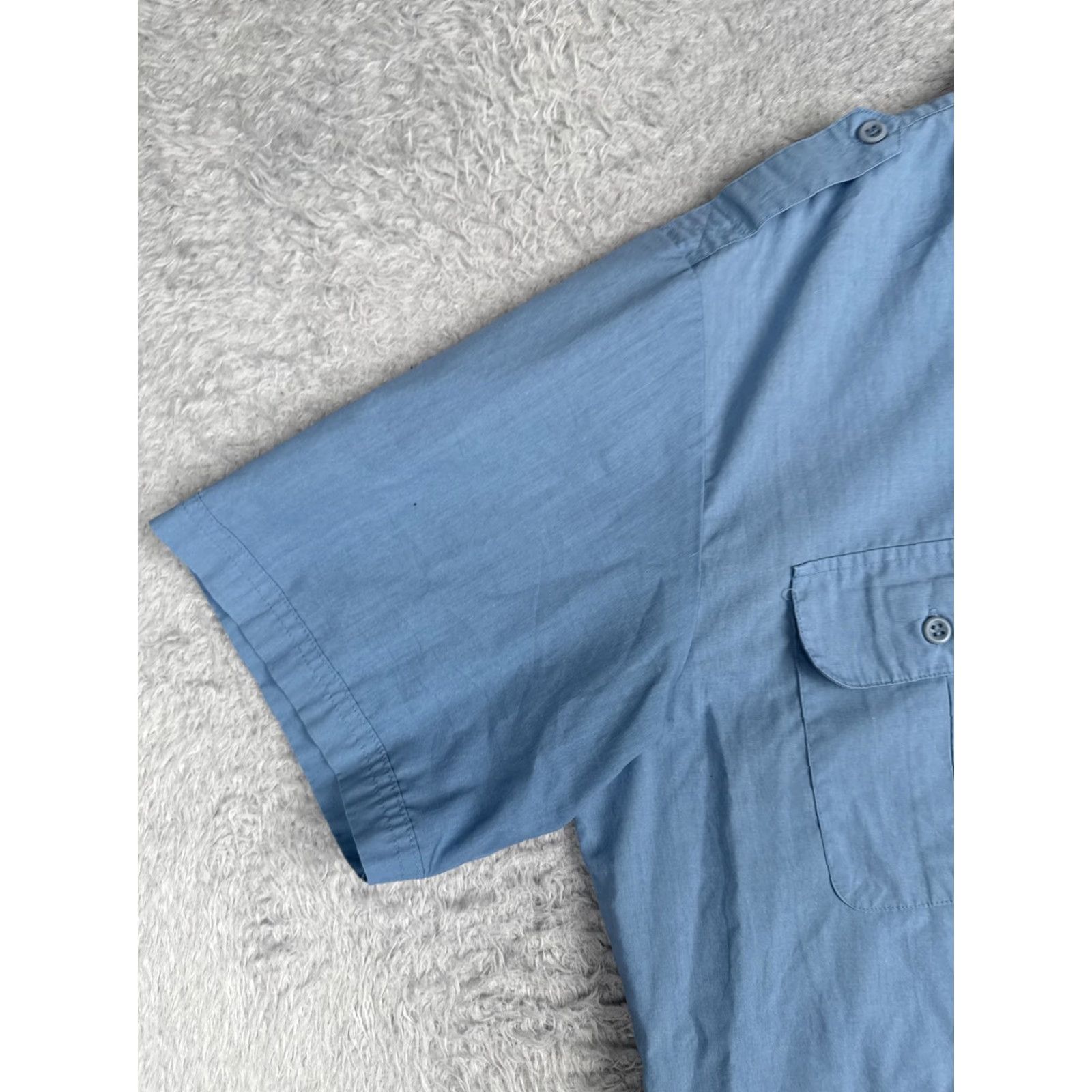 Haband Haband Shirt Mens M Blue Safari Short Sleeve Button-Up 4 Pocket Epaulets Size US M / EU 48-50 / 2 - 3 Thumbnail