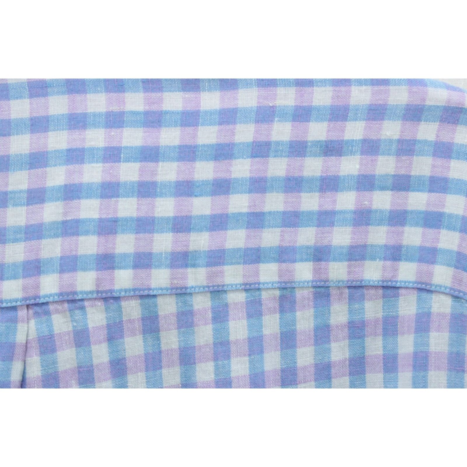 Vineyard Vines VINEYARD VINES Murray 100% Linen Shirt Mens Medium Purple Check Long Sleeve Shirt Size US M / EU 48-50 / 2 - 5 Thumbnail