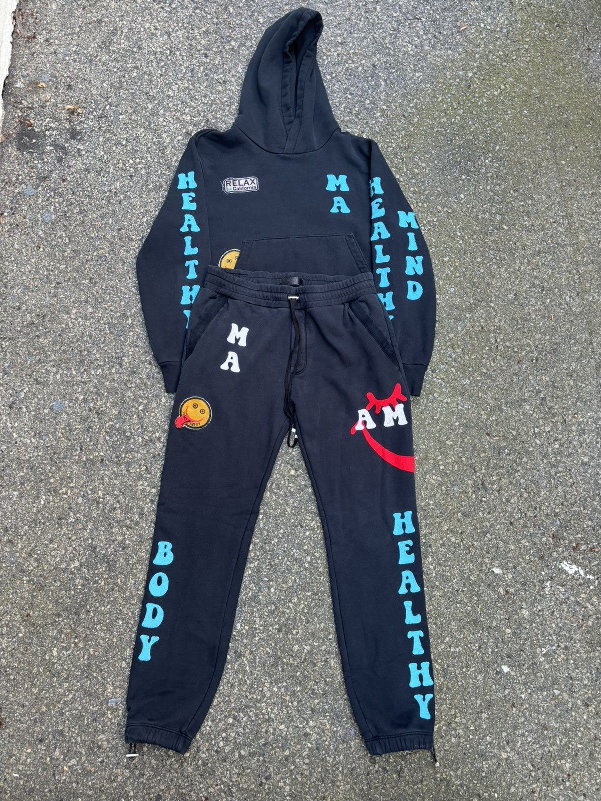 Amiri $2700 Black Healthy Body Patch Sweatsuit Size US L / EU 52-54 / 3 - 1 Thumbnail