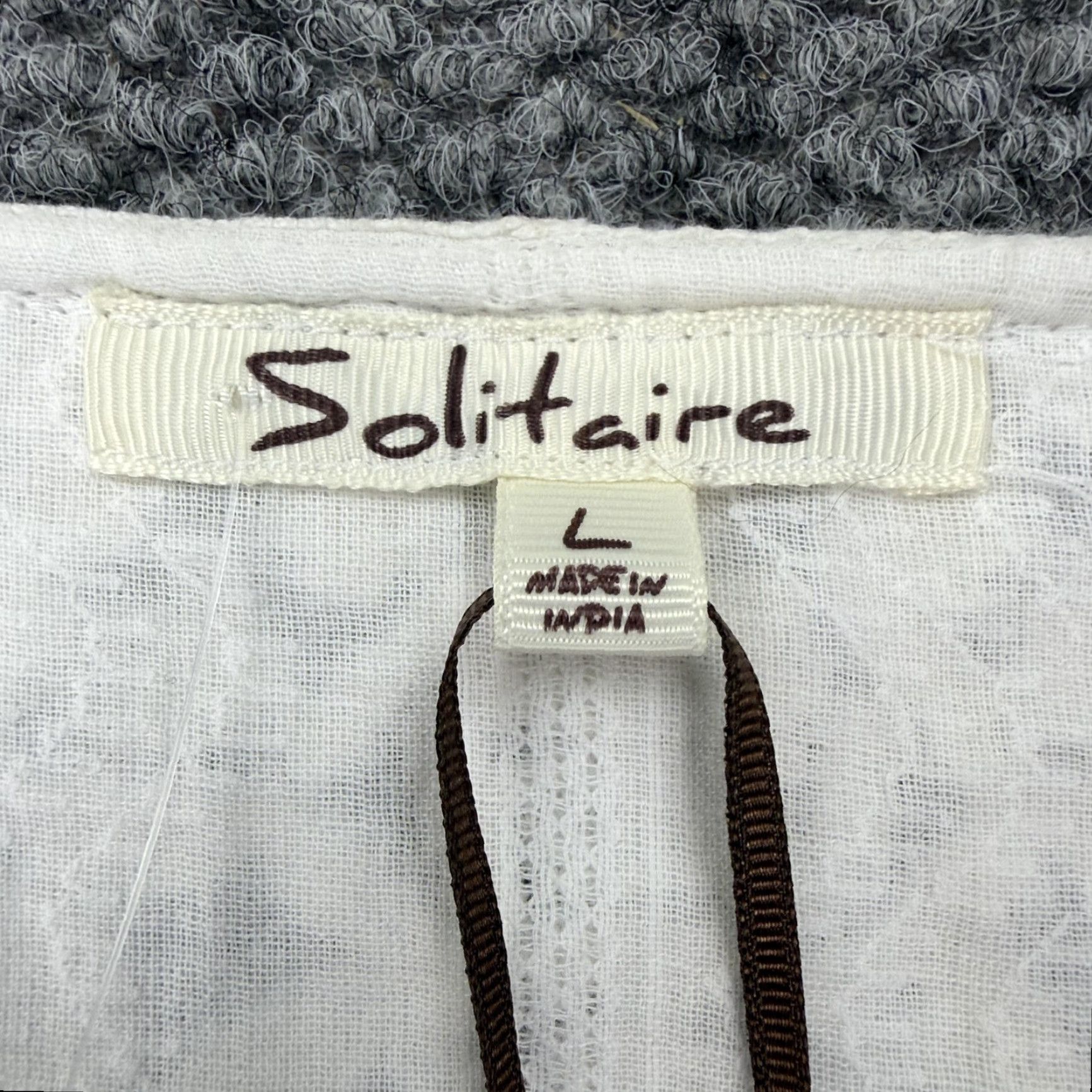 Vintage Solitaire Women’s Tunic Blouse Large White Cotton Embroidered Boho Beach Top 3/4 Sleeve Size L / US 10 / IT 46 - 3 Thumbnail