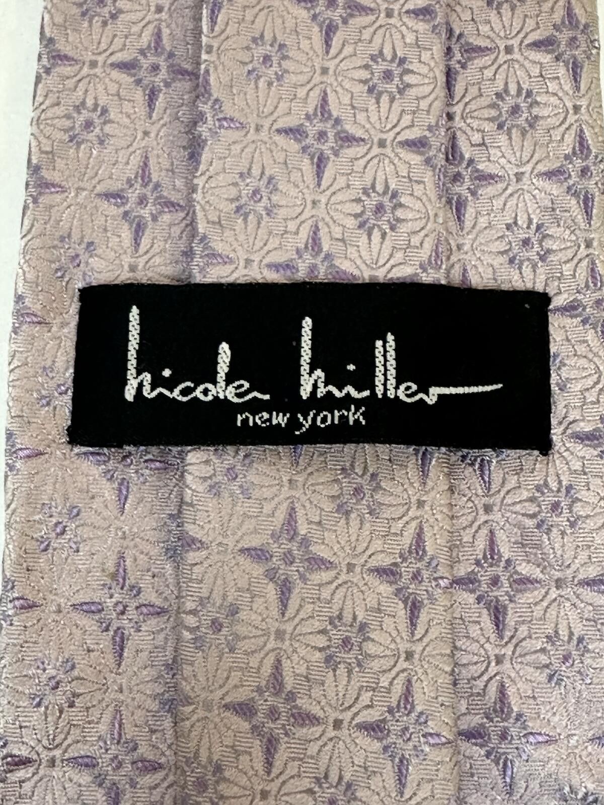 Nicole Miller Nicole Miller 100% silk tie lavender geometric medallion Size ONE SIZE - 2 Thumbnail