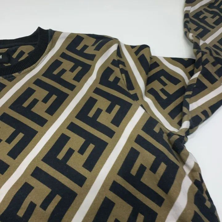 Fendi Fendi Brown Letter Print Long Sleeve Sweatshirt -2507 Size US M / EU 48-50 / 2 - 1 Thumbnail
