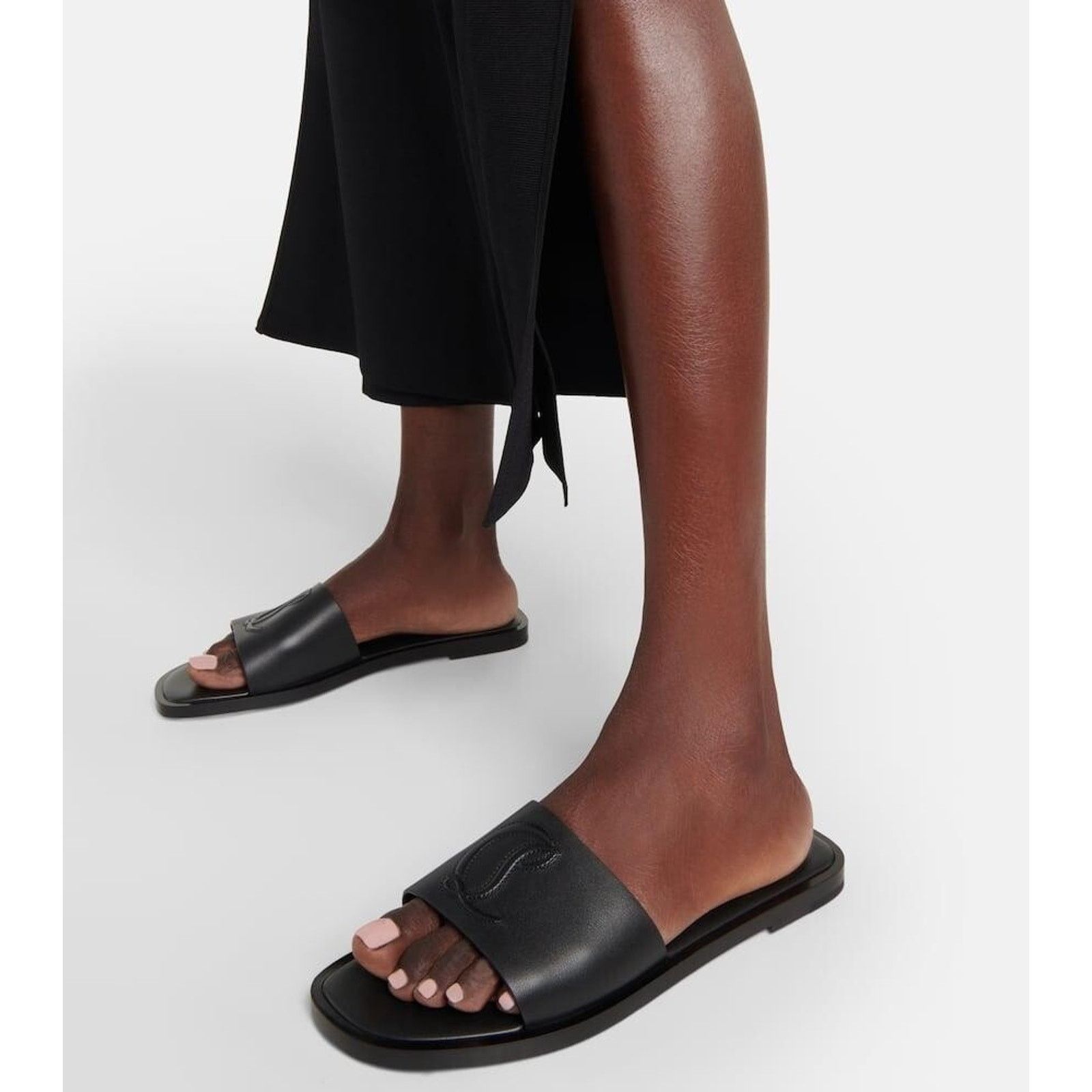 Christian Louboutin Christian Louboutin Mule Flat Black Leather Logo Slide Slip Size US 7.5 / IT 37.5 - 8 Thumbnail