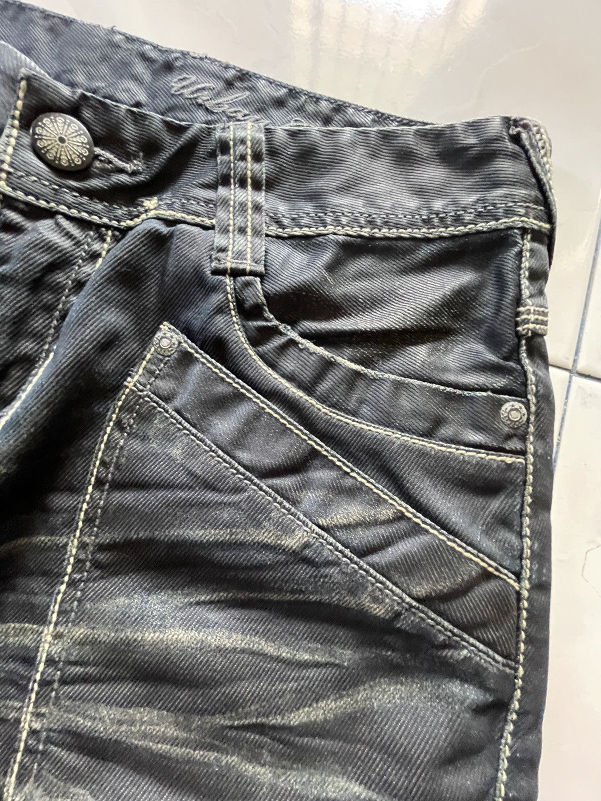 GOSTAR DE FUGA × semanticdesign Urban Craft Waxed Coated Contrast Triple Stitch Jeans Size US 30 / EU 46 - 10 Thumbnail