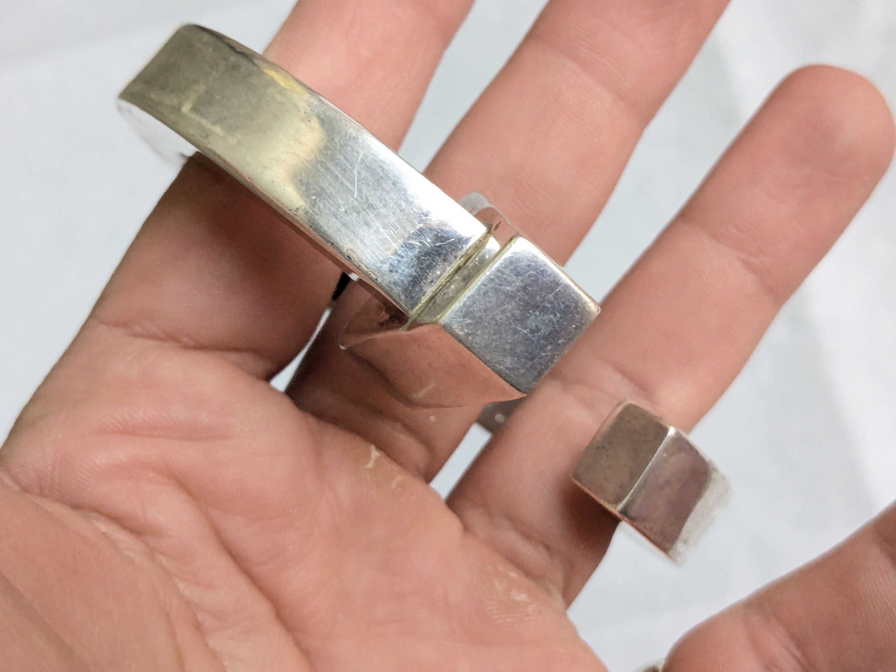 Jewelry Vintage Sterling Silver Bracelet 6.5" Avant Garde Modern Size ONE SIZE - 13 Thumbnail