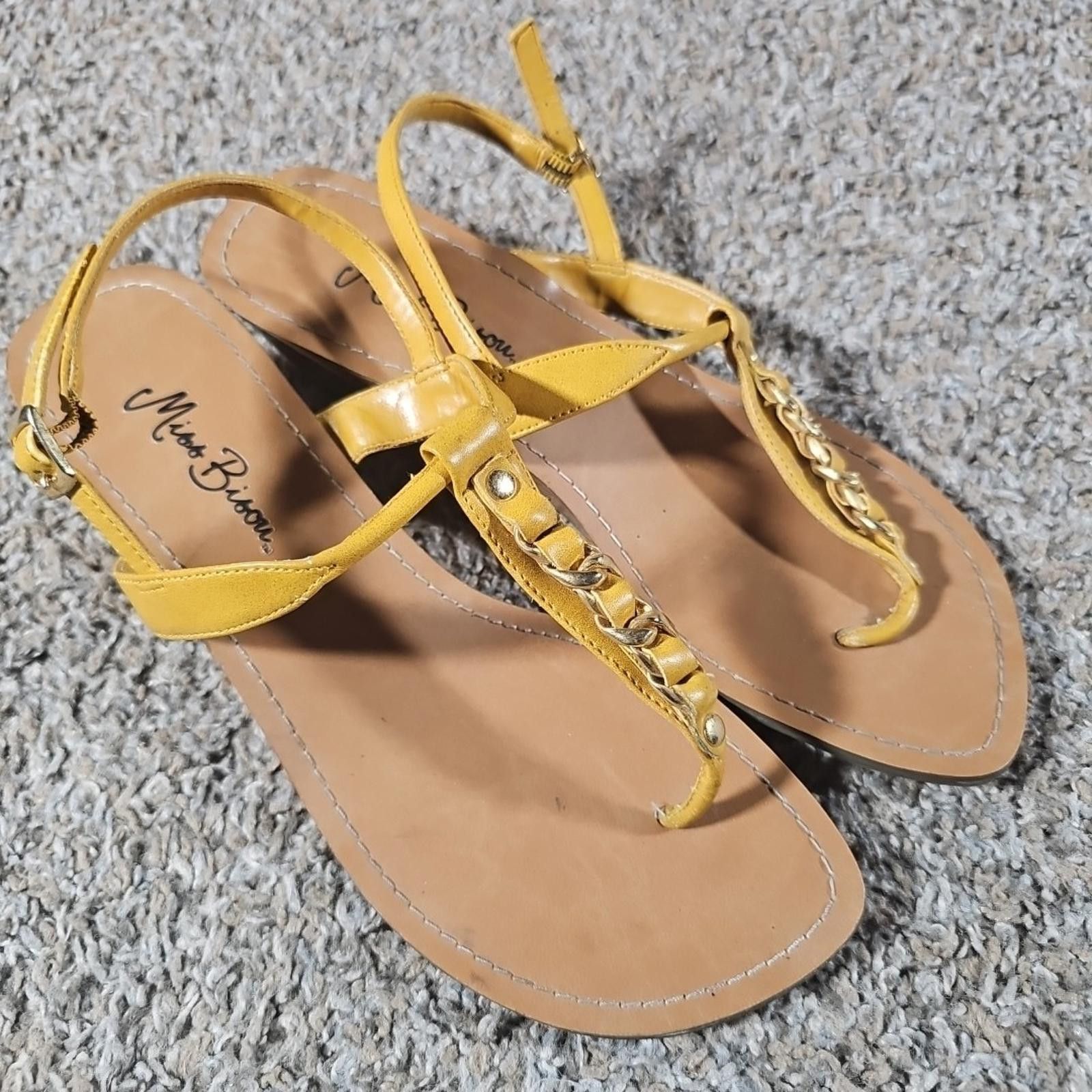 Other miss bisou 022-6630 8M Yellow Strap Wedge Sandal Size US 8 / IT 38 - 1 Thumbnail