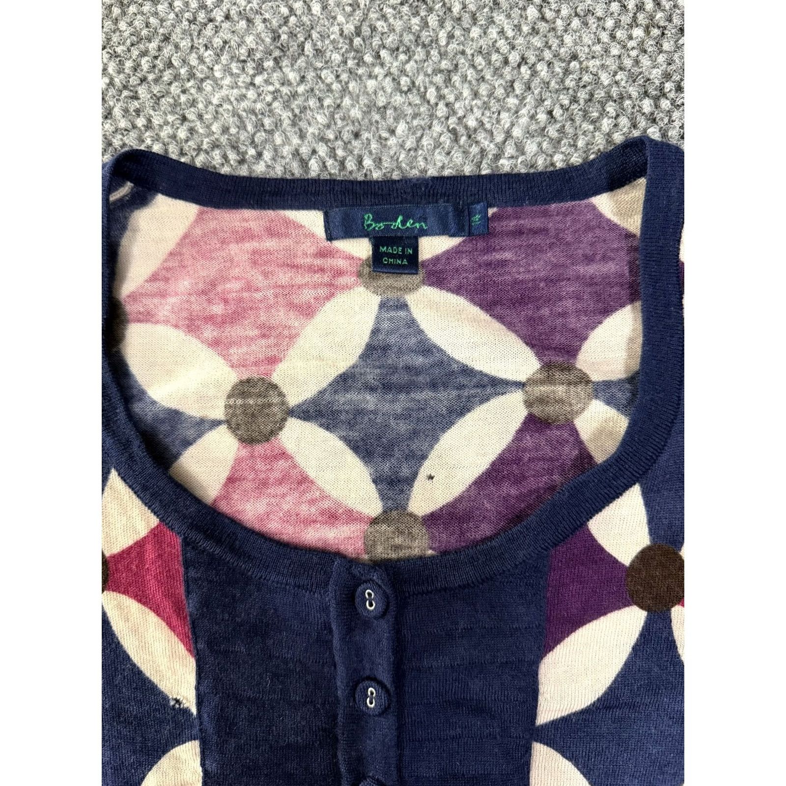 Boden Boden Womens Dress 14 Blue Navy Pink Geometric Long Sleeve Knit Casual Round Neck Pullover Knee Length Cotton Knit Sundress Womens Daywear Girls Mens Size XL / US 12-14 / IT 48-50 - 4 Thumbnail