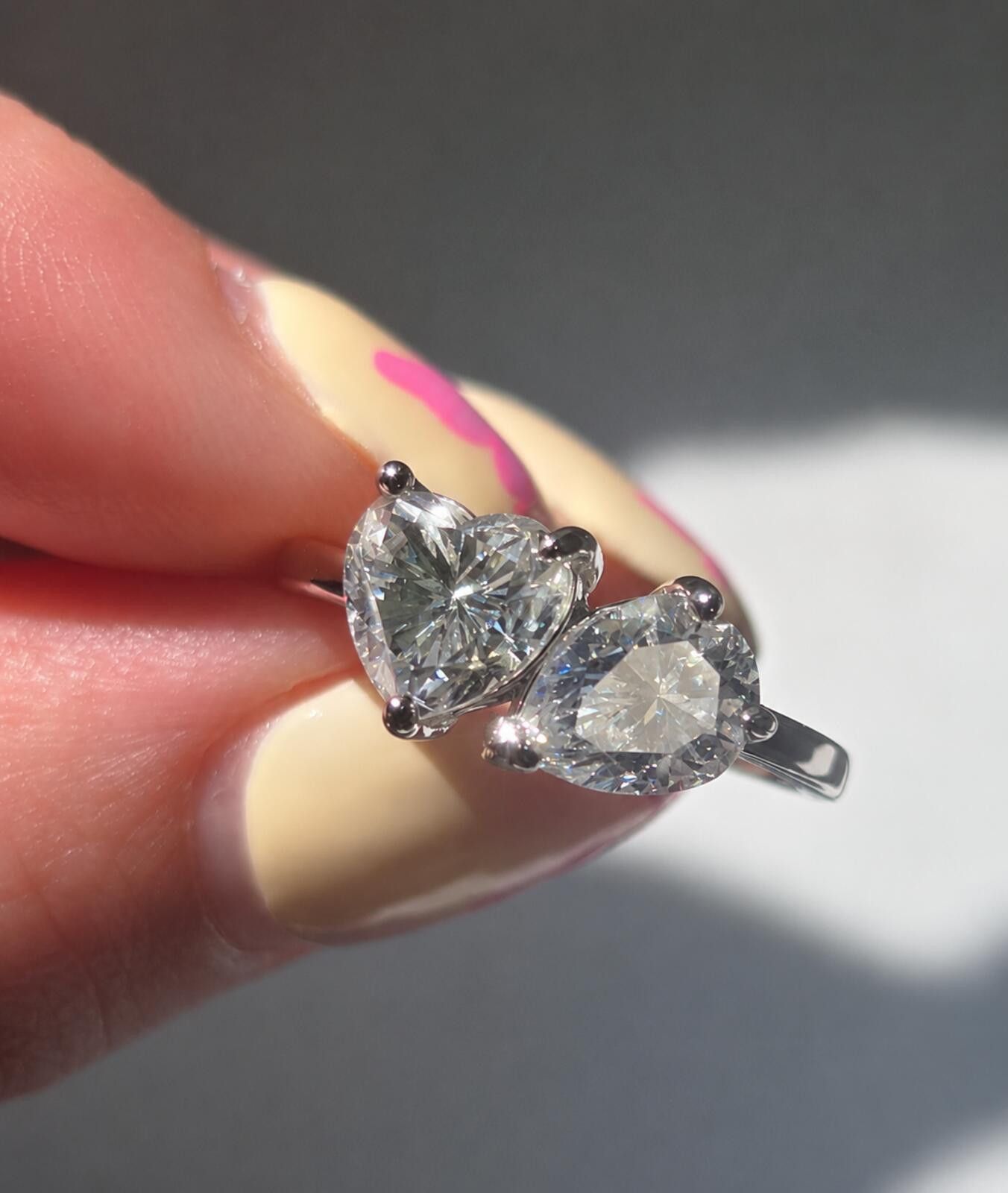 Other 2.4ct TCW moissanite toi-et-moi ring platinum overlay Size ONE SIZE - 5 Thumbnail