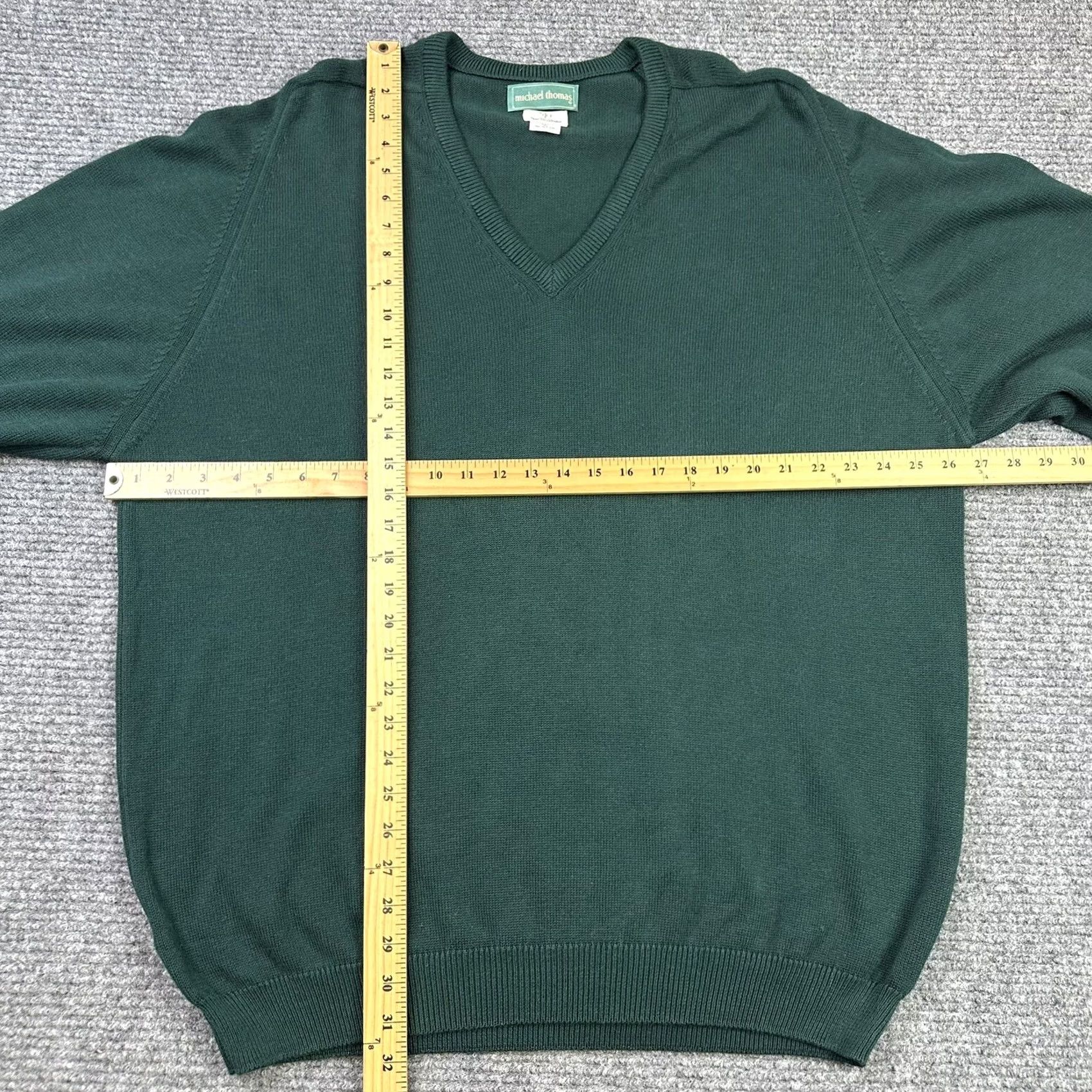 Vintage VINTAGE Mens Sweater 3XL Green V-Neck 100% Cotton Egyptian Nile Cotton Heavyweight Knit Michael Thomas USA 90s Size US XXL / EU 58 / 5 - 4 Thumbnail