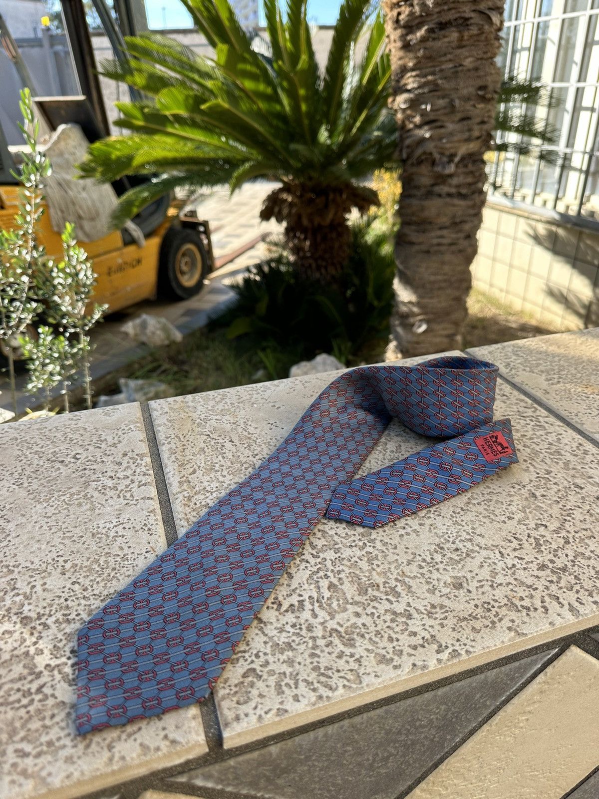 Hermes Hermès Silk Blue Tie Size ONE SIZE - 7 Thumbnail