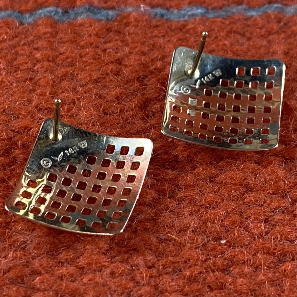 Kapital × Vintage Vtg Southwestern 14K Gold Geometric Square Aztec Earrings Size ONE SIZE - 4 Thumbnail
