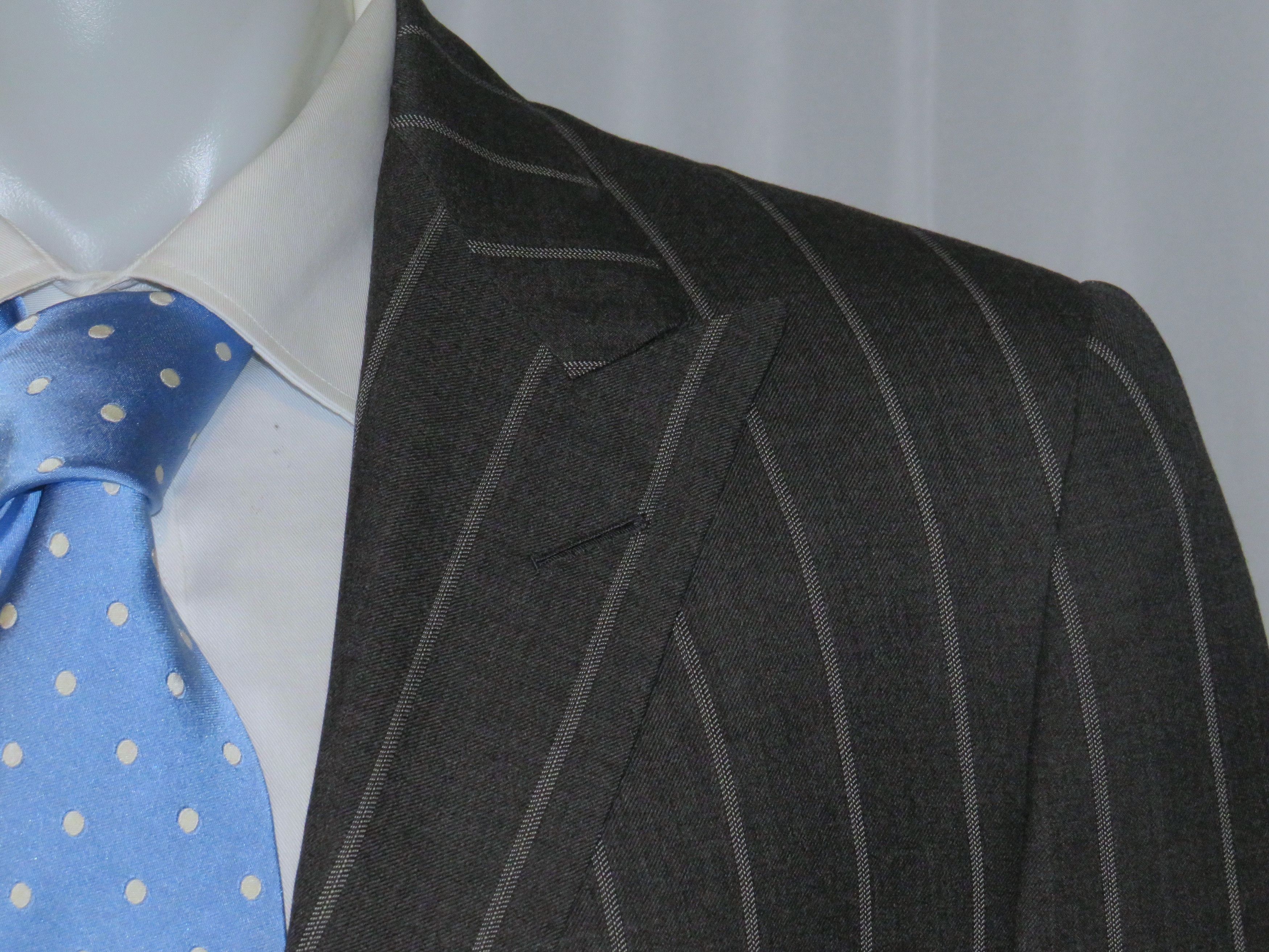 Alan Flusser × Martin Greenfield Bespoke Charcoal Gray Broadstripe Two Button Suit 40L Size 40L - 7 Thumbnail