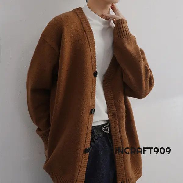 VIBE Brown Button Cardigan Sweater Size US M / EU 48-50 / 2 - 6 Thumbnail