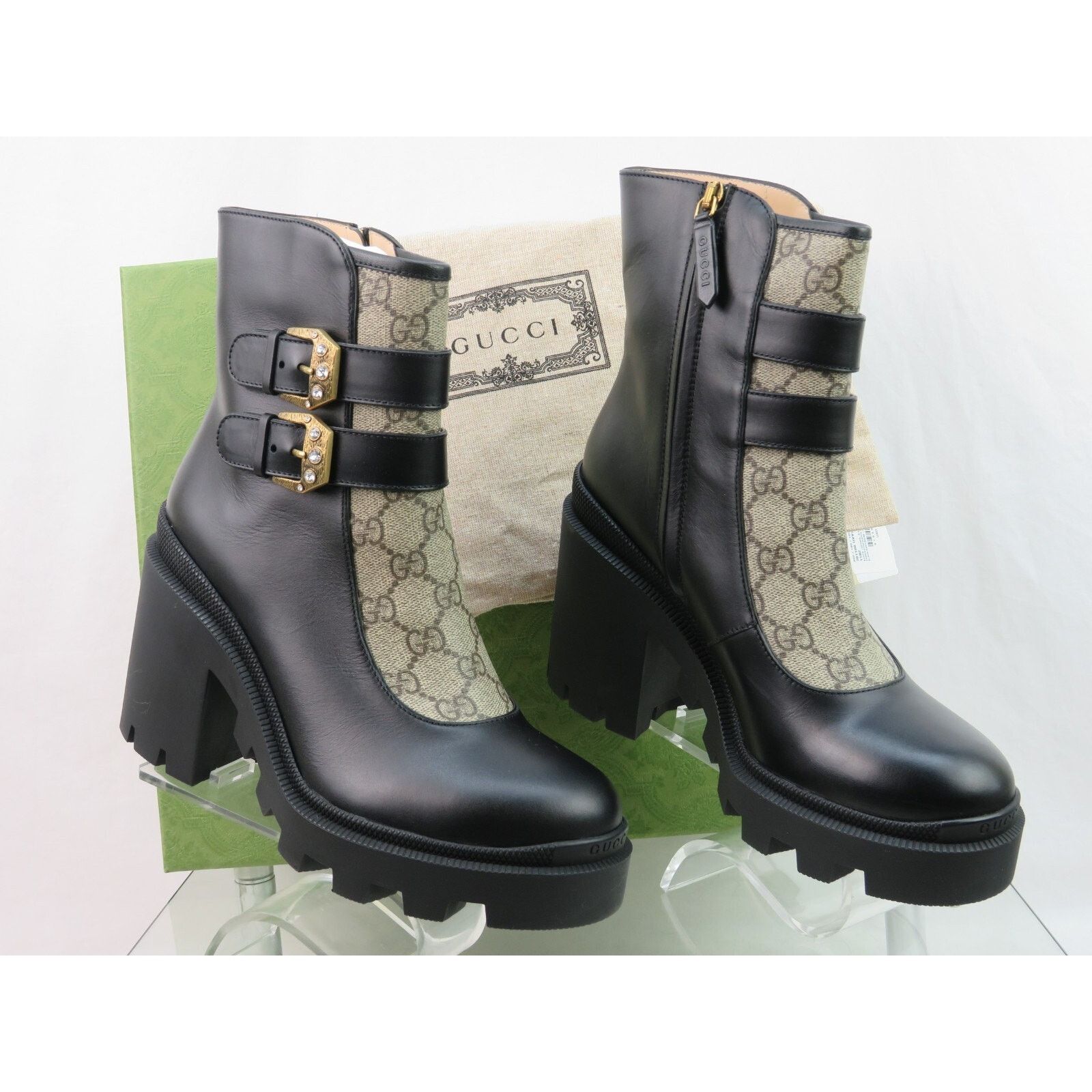 Gucci GUCCI SUPREME KENSINGTON LEATHER CRYSTALS BUCKLE BOOTS 39.5 Size US 9.5 / IT 39.5 - 3 Thumbnail