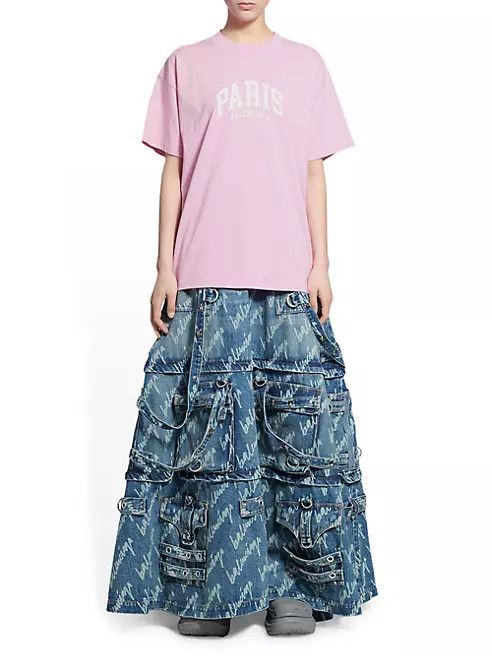 Balenciaga o1la1rc1a1024 Cities Paris T-Shirt Medium Fit in Light Pink Size XS / US 0-2 / IT 36-38 - 2 Thumbnail