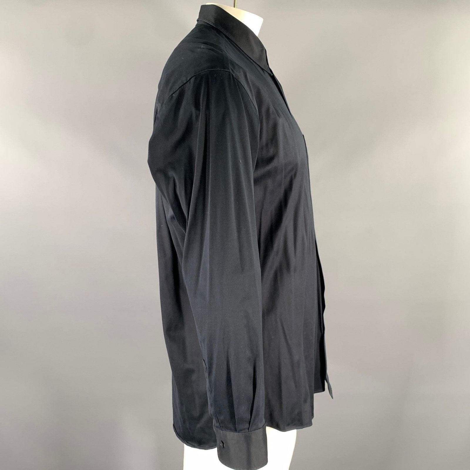 Ike Behar IKE BEHAR Black Solid Cotton Pointed Collar Long Sleeve Size US L / EU 52-54 / 3 - 3 Thumbnail