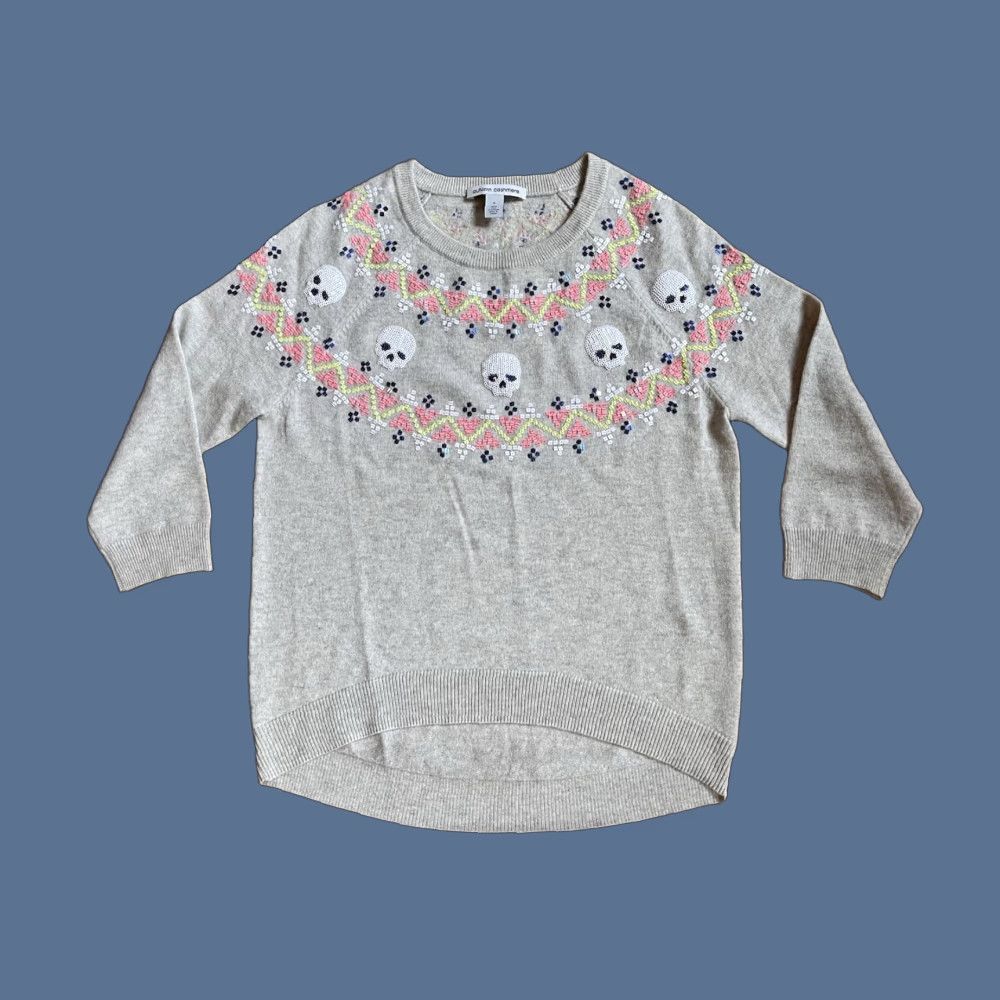 Autumn Cashmere Autumn Cashmere Sequin Skull Sweater Women’s Small Grey Size S / US 4 / IT 40 - 1 Thumbnail