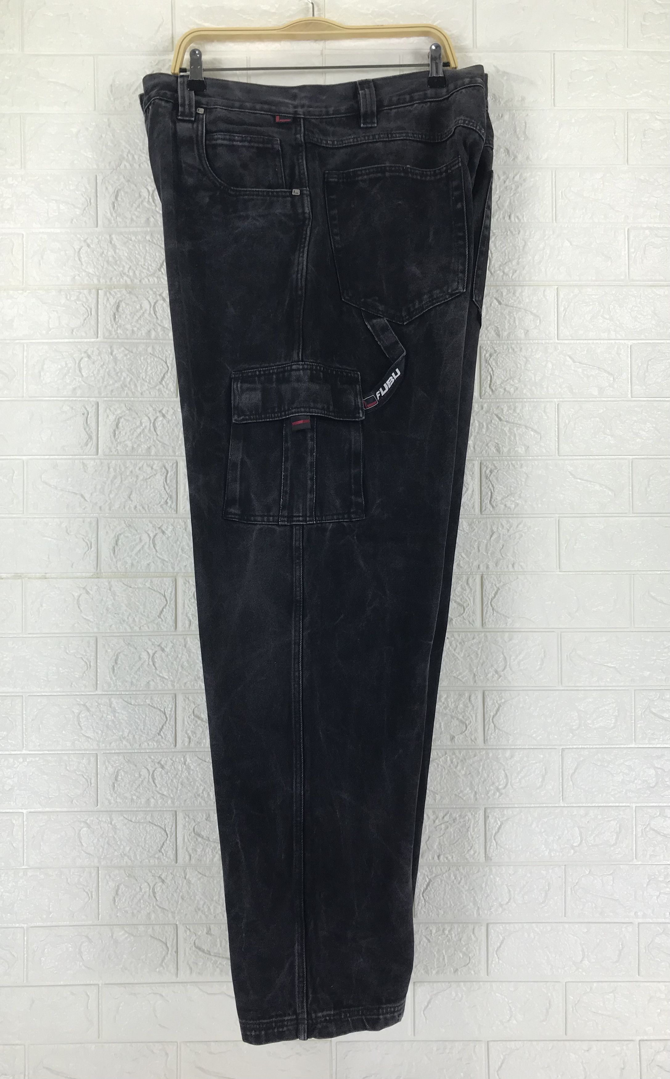 Fubu Vintage Fubu Faded Black Cargo Baggy Jeans Crazy Wide Denim Size US 38 / EU 54 - 10 Thumbnail