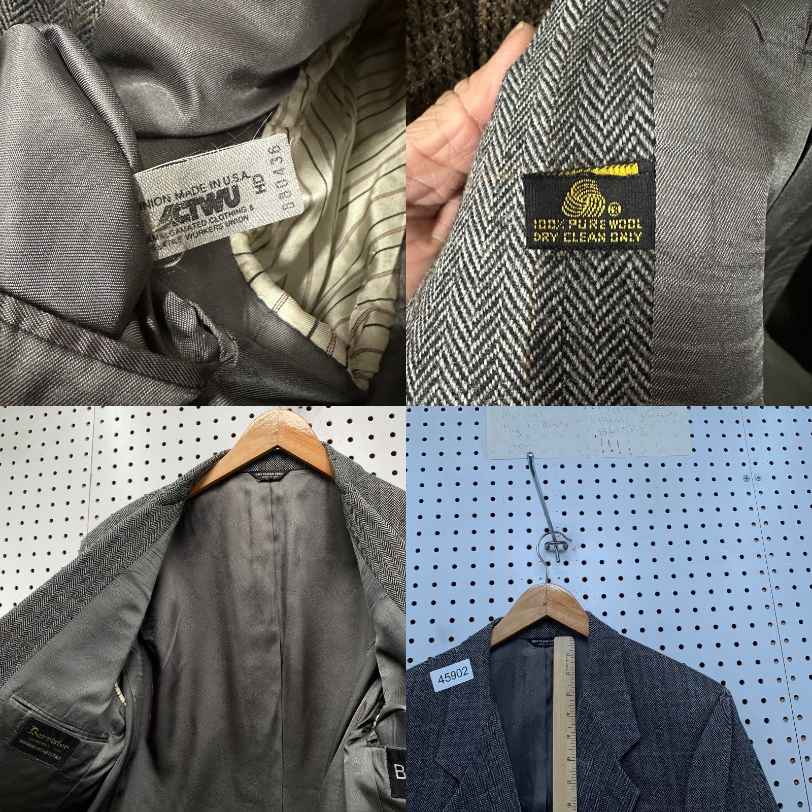 Vintage VINTAGE Barrister Blazer Mens Size 40 Gray Herringbone 100% Wool USA Baskin Size 40R - 8 Thumbnail