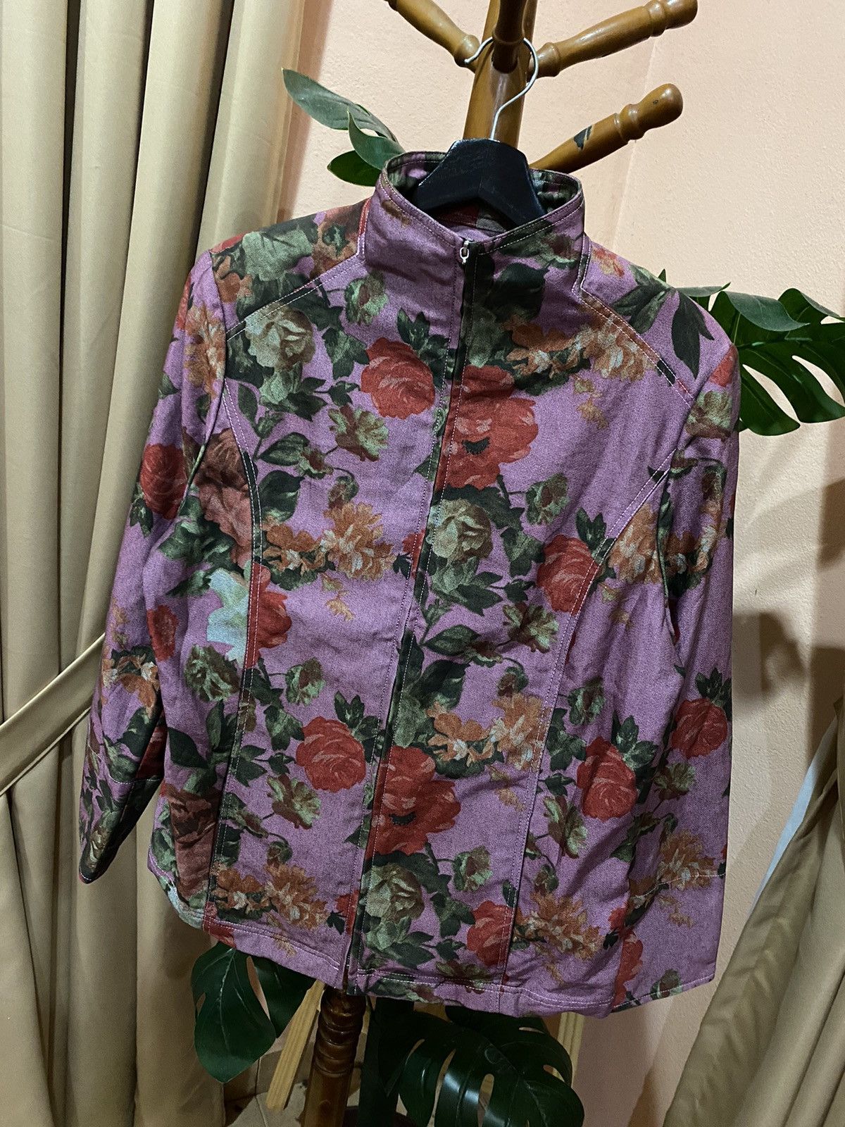 Designer Vicky Valère Paris Floral Jacket French Made Vintage Fashion Size M / US 6-8 / IT 42-44 - 2 Thumbnail
