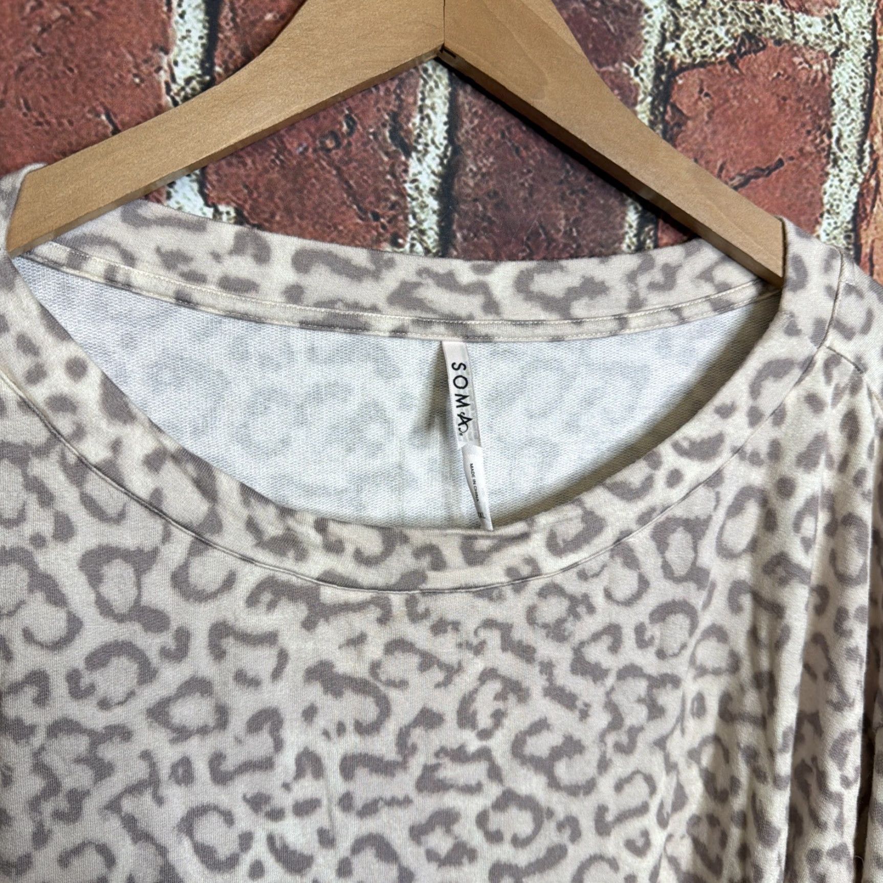 Vintage Soma Sunday Long Sleeve Pajama Top Cozy Cat Silver Leopard XXL Pajama Top Womens Winter Fall Size XXL / US 16-18 / IT 52-54 - 2 Thumbnail