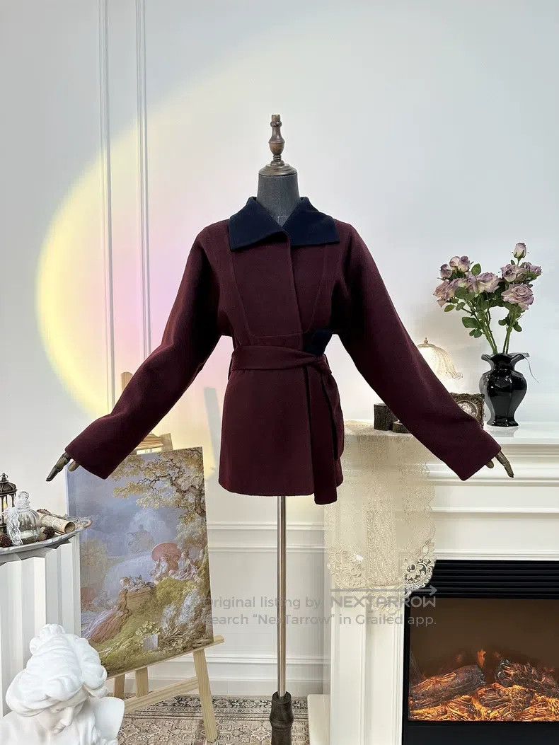 Hermes Hermes Double-Faced Cashmere Belted Coat, Burgundy Size S / US 4 / IT 40 - 1 Thumbnail