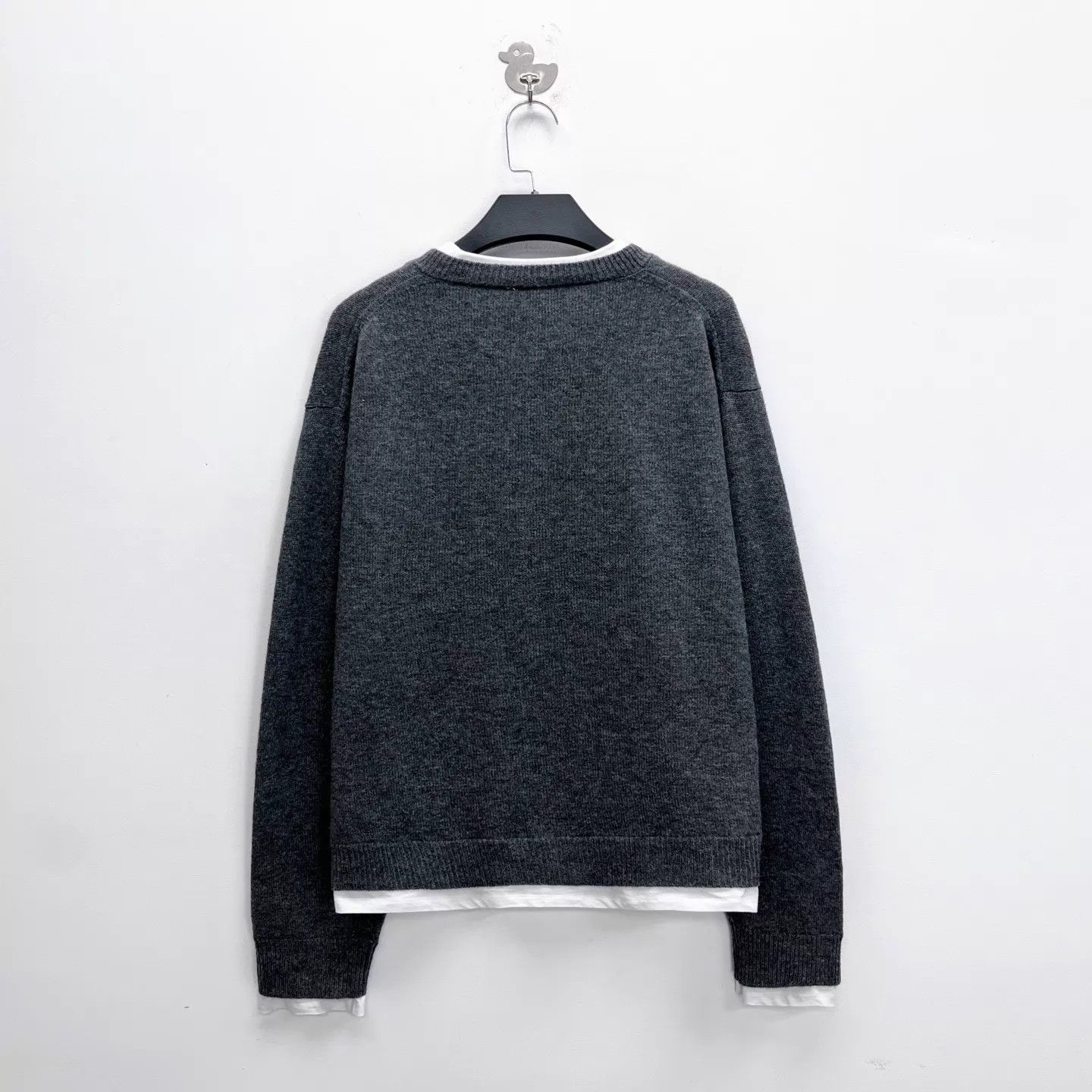 Miu Miu MIU MIU SS25 Slate Gray Intarsia Logo Unisex Sweater 48 Size XL / US 12-14 / IT 48-50 - 2 Thumbnail