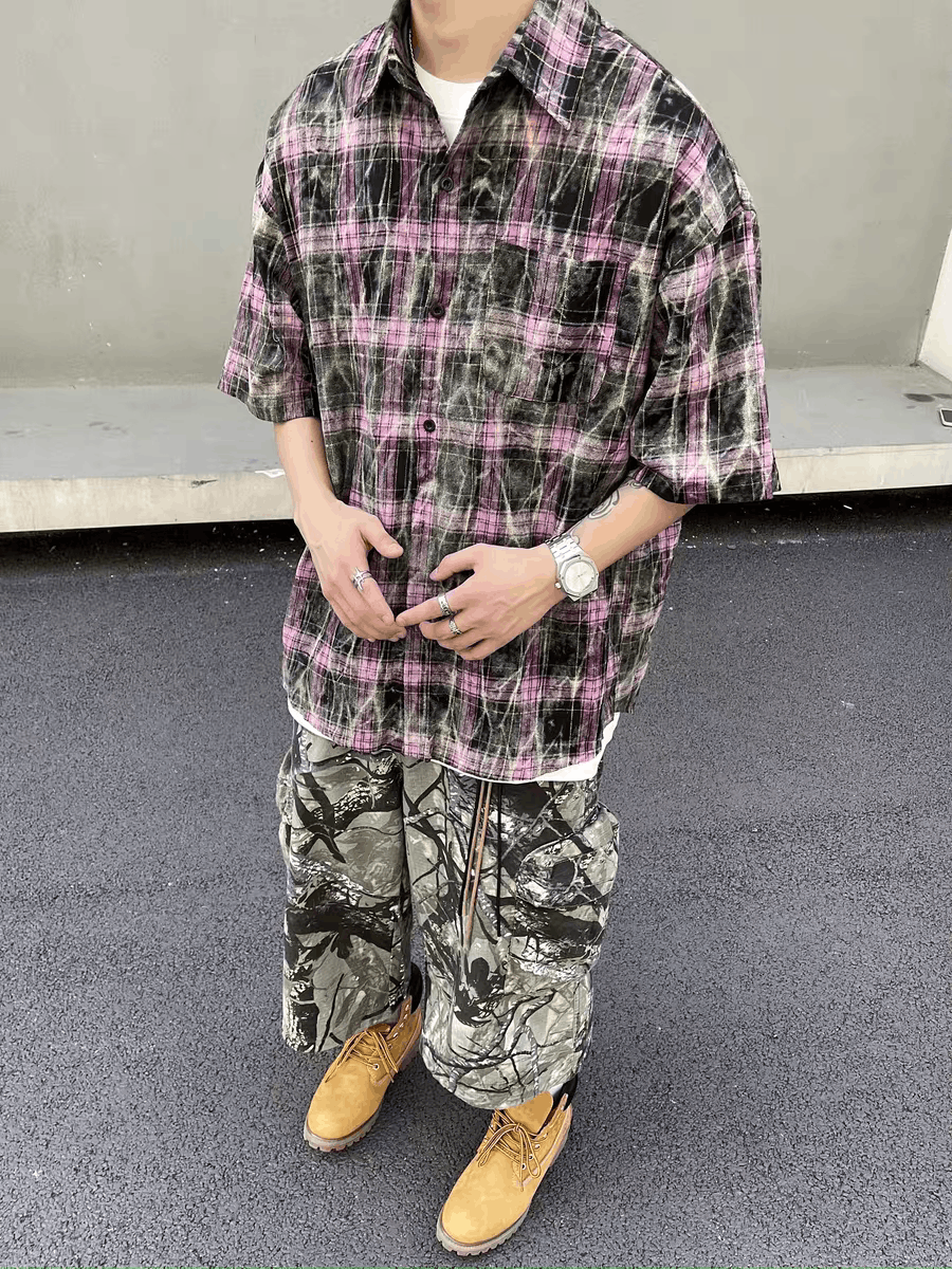 Japanese Brand × Vintage Vintage High Street Hip Hop Plaid Button Down Shirt Size US M / EU 48-50 / 2 - 2 Thumbnail