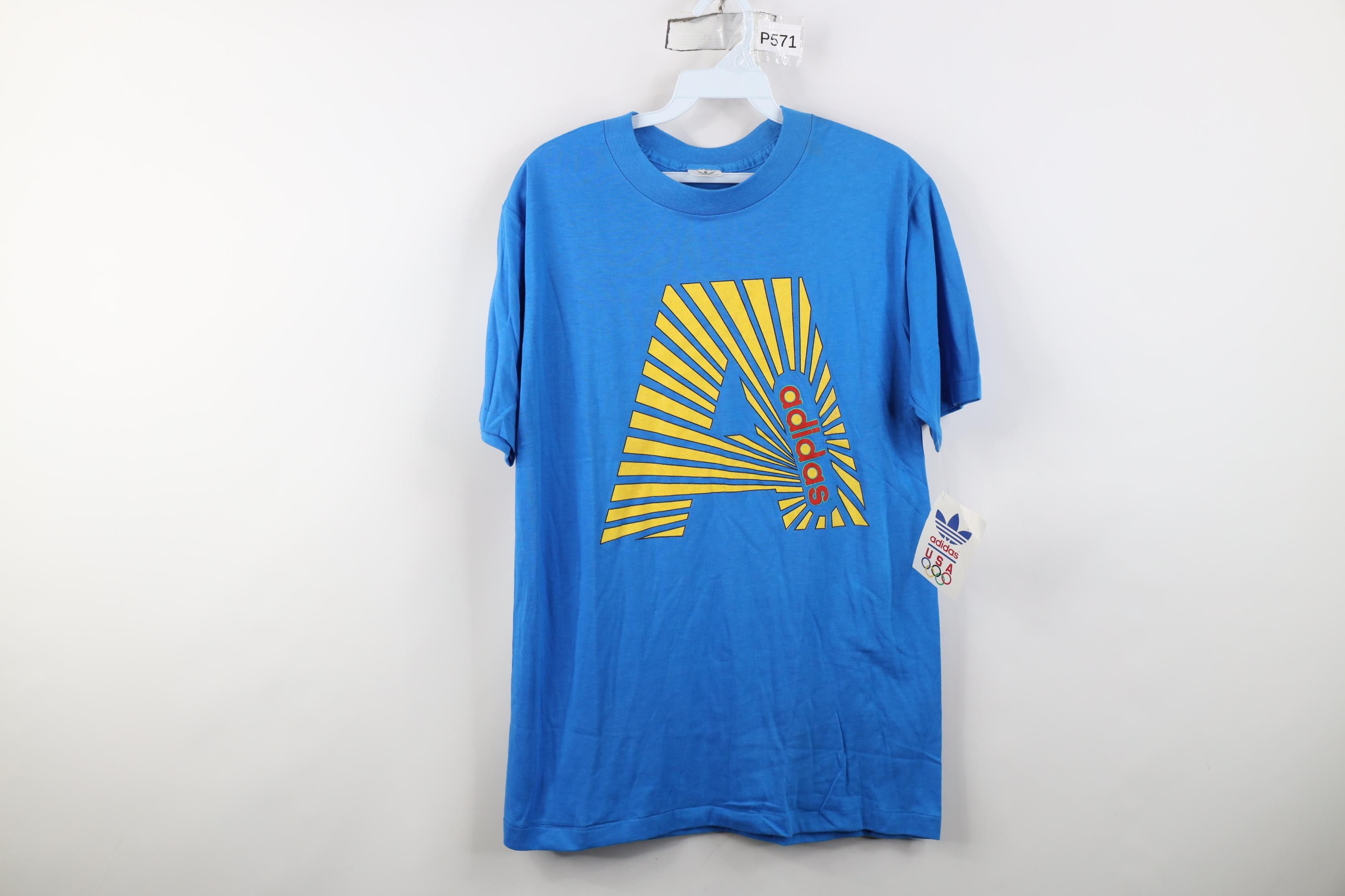 Adidas Deadstock Vintage 80s Adidas 1988 Olympics Sunburst T-Shirt Size US M / EU 48-50 / 2 - 1 Thumbnail