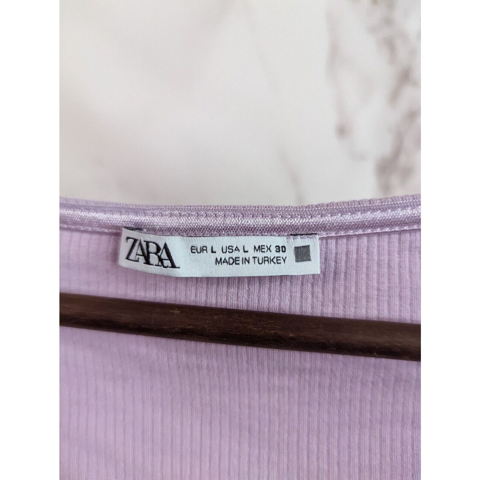 Zara Zara Crop Top Women Large Purple Ribbed Sweetheart Size L / US 10 / IT 46 - 3 Thumbnail