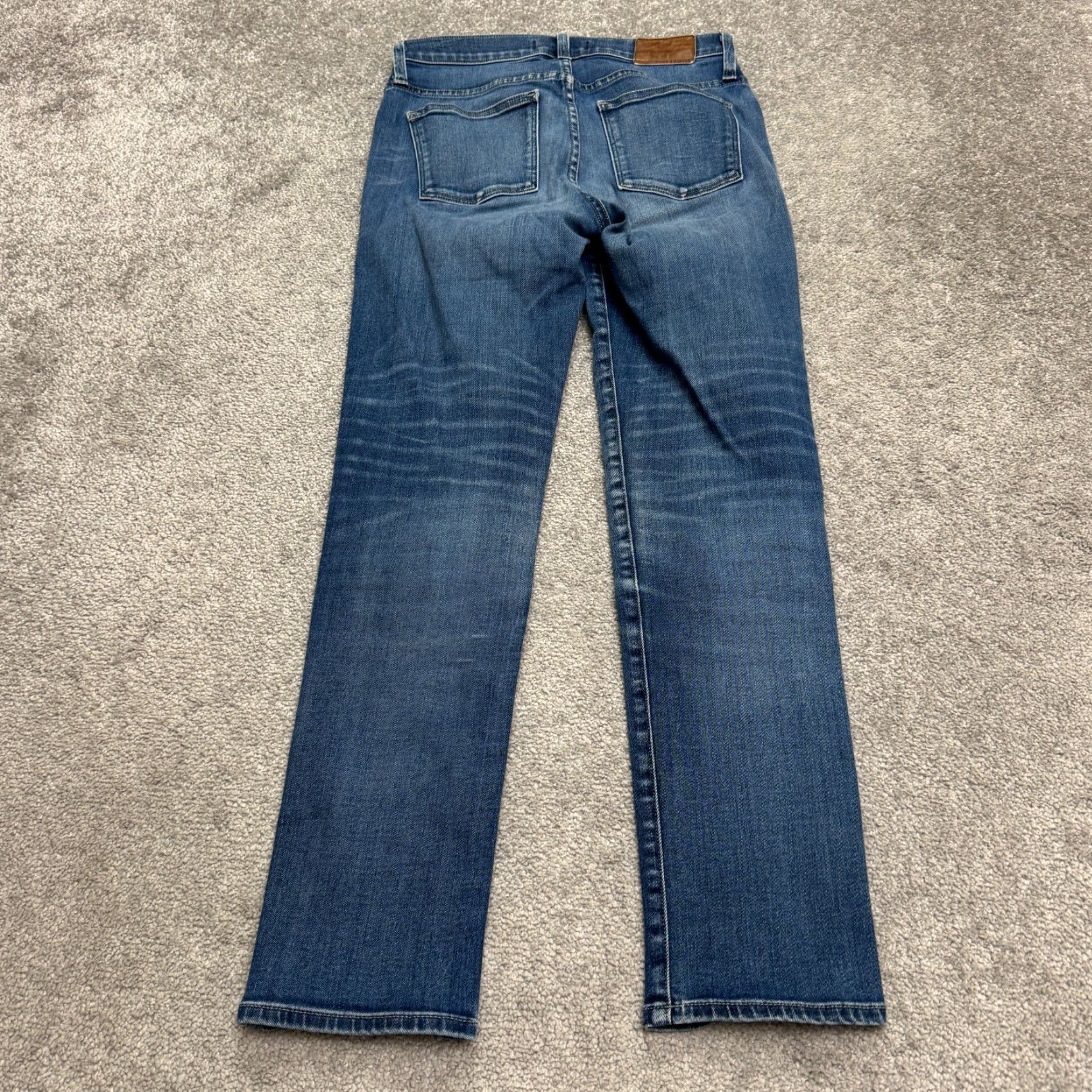 Vintage Rivet & Thread Slim Straight Jeans Womens 27 Blue High Rise Stretch 28x27 City Streetwear Size 27" / US 4 / IT 40 - 2 Thumbnail
