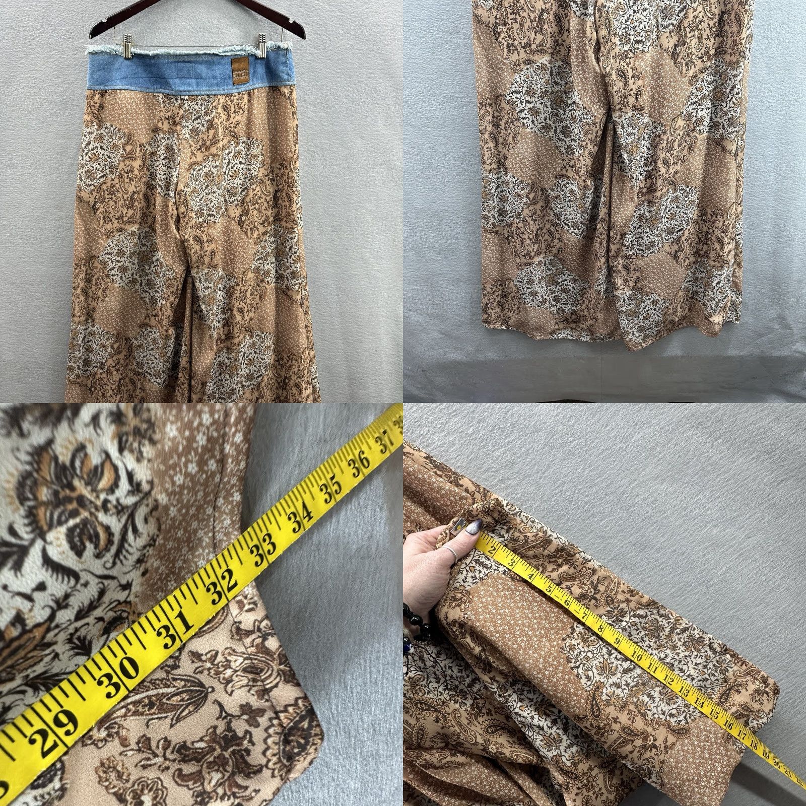 XOXO VINTAGE XOXO Jeans Women 12 Denim Paisley Wide-Leg Pants Festival 90s y2k Boys Girls Mens Womens Shirt Hat etc Size 34" / US 12 / IT 48 - 8 Thumbnail