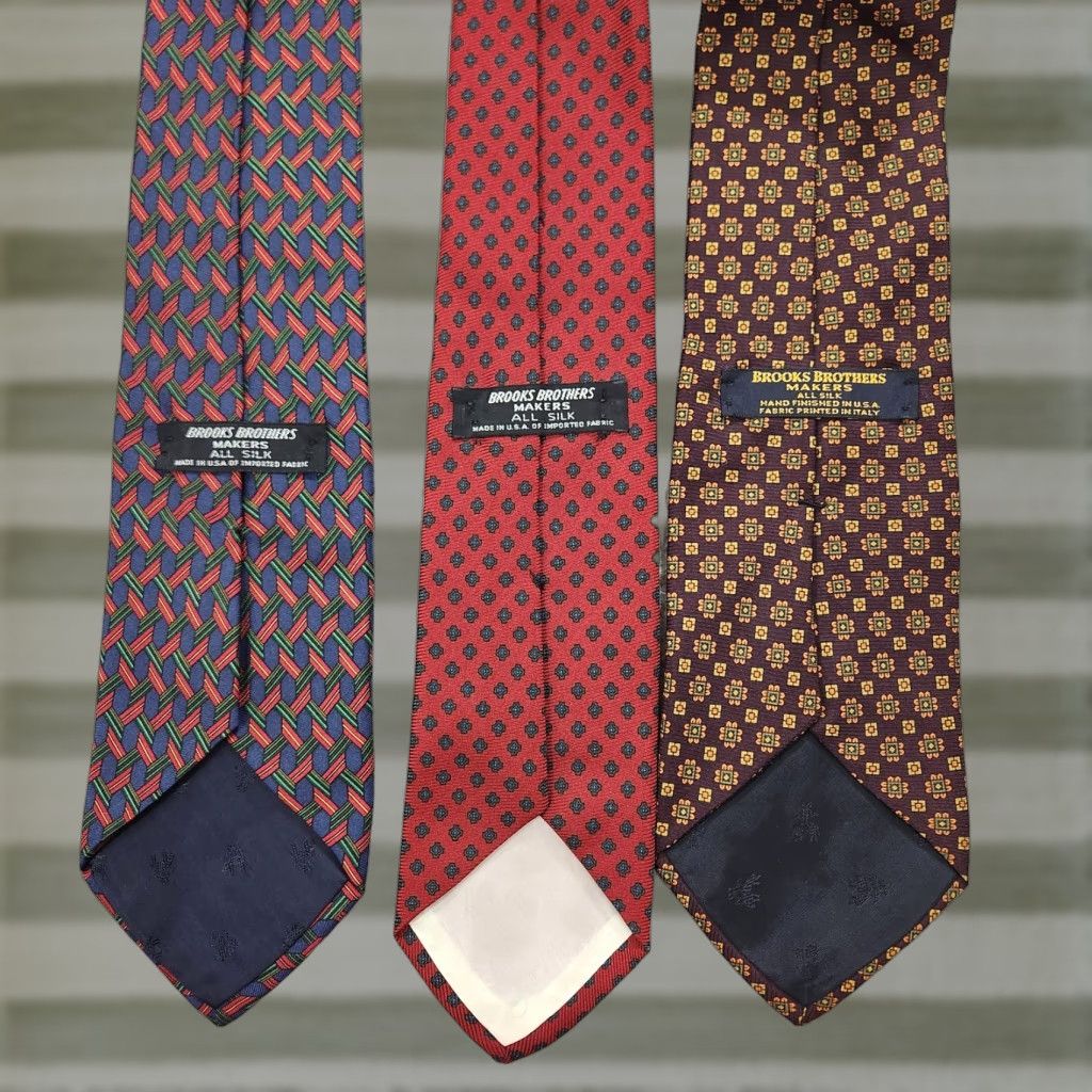 Brooks Brothers Makers Tie Mens Printed Necktie All Silk US Made Lot of 3