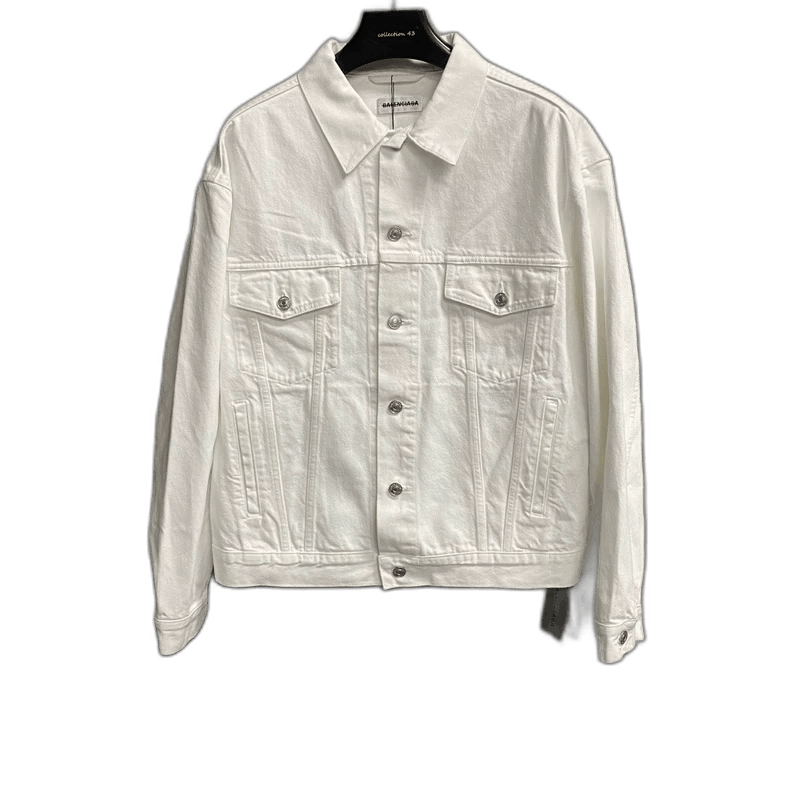 Balenciaga Balenciaga White Embroidered Denim Jacket Size US M / EU 48-50 / 2 - 1 Thumbnail