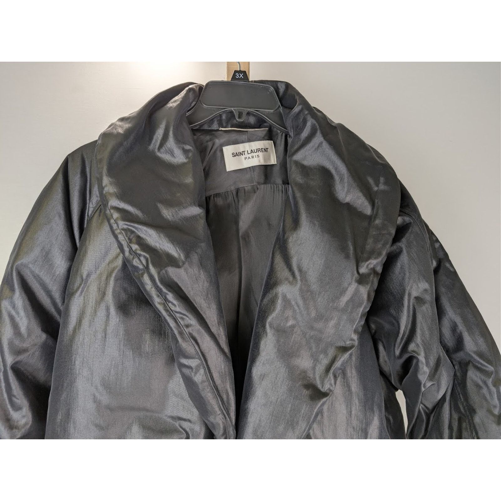 Saint Laurent Paris o1rshd1 Canvas Tech Maxi Coat in Black Size US L / EU 52-54 / 3 - 5 Thumbnail