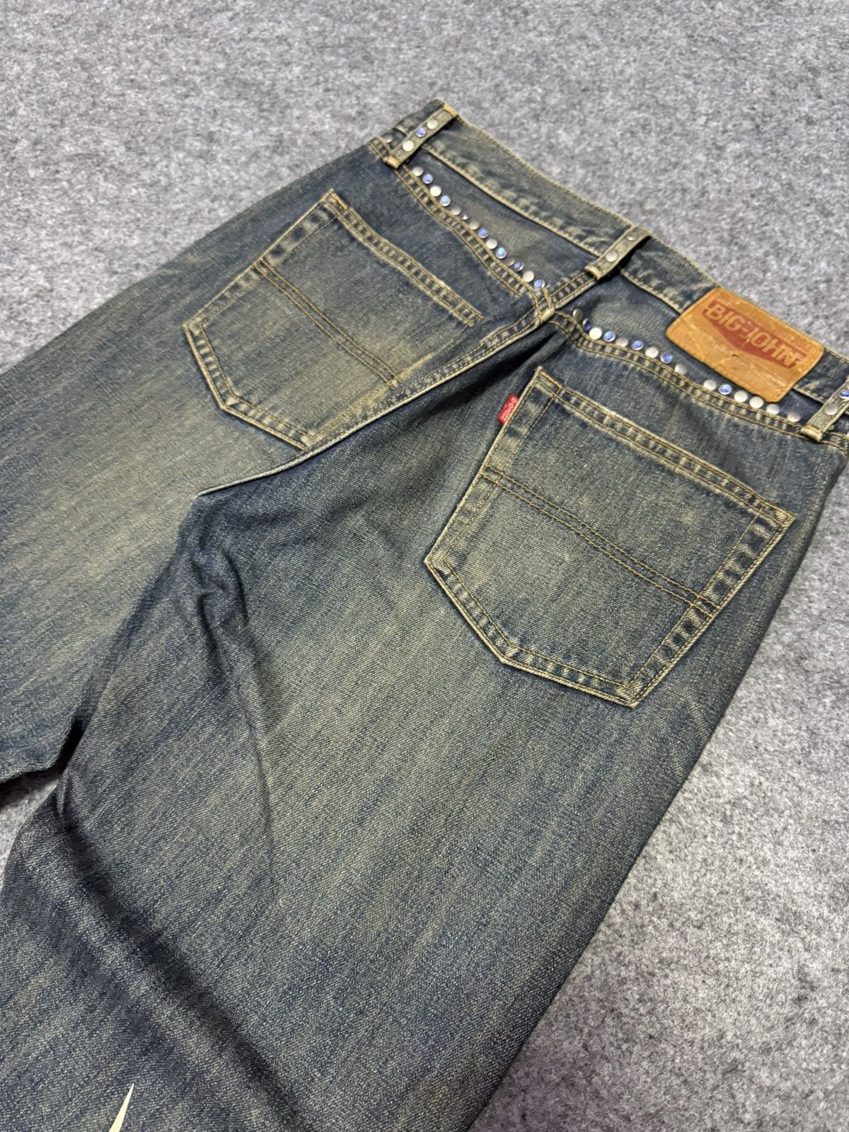 Big John × Edwin × Japanese Brand 90s Big John Studded Gemstone Tribal Flame Mud Wash Jeans Size US 30 / EU 46 - 12 Thumbnail