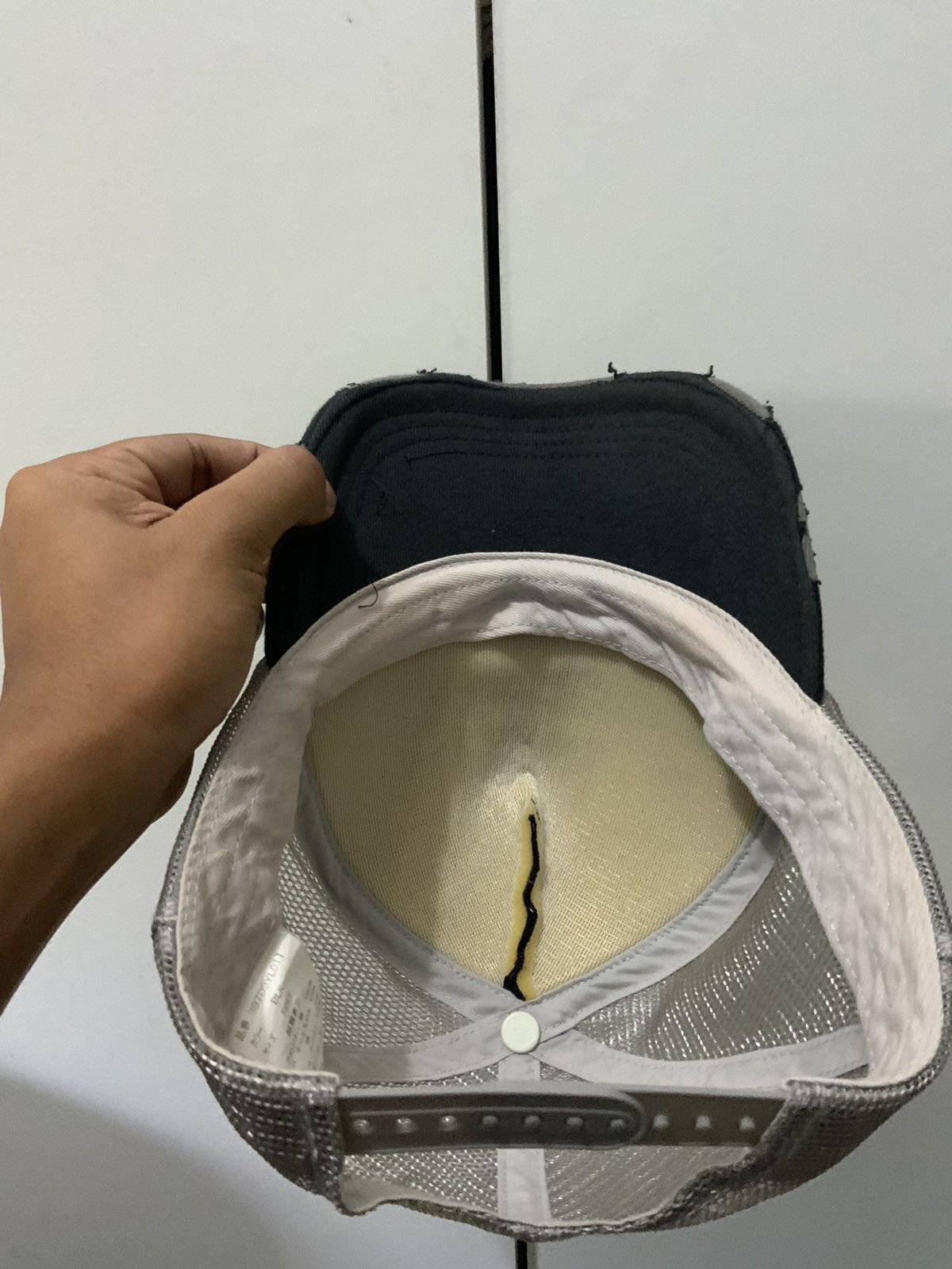 Japanese Brand L’espirit Club Dufitsal Distressed Archive Black Trucker Hat Size ONE SIZE - 8 Thumbnail