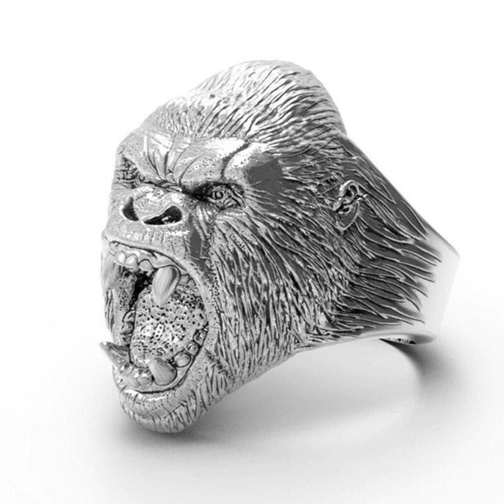 Designer Men's Vintage Punk King Kong Gorilla Head Ring - Size 8 Size ONE SIZE - 2 Thumbnail