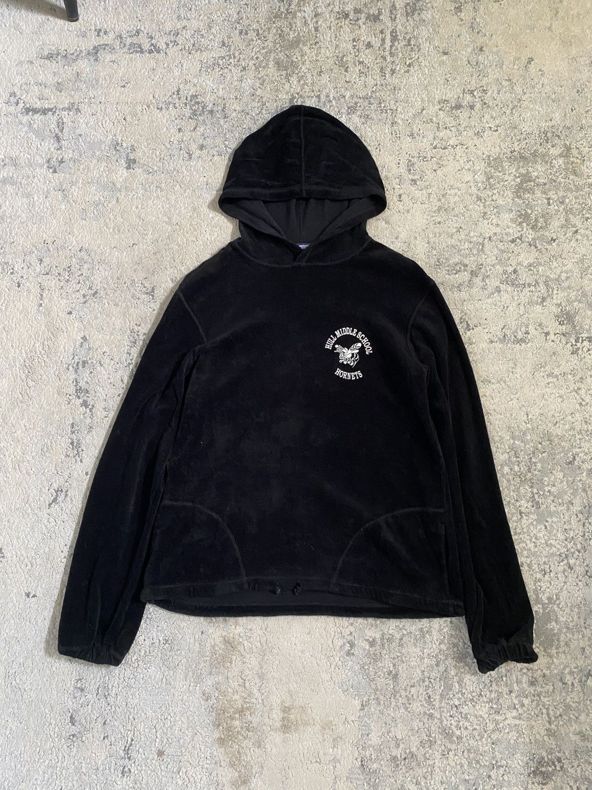 Junya Watanabe AW02 Black Velour Hull Middle School Hoodie Size US S / EU 44-46 / 1 - 1 Thumbnail