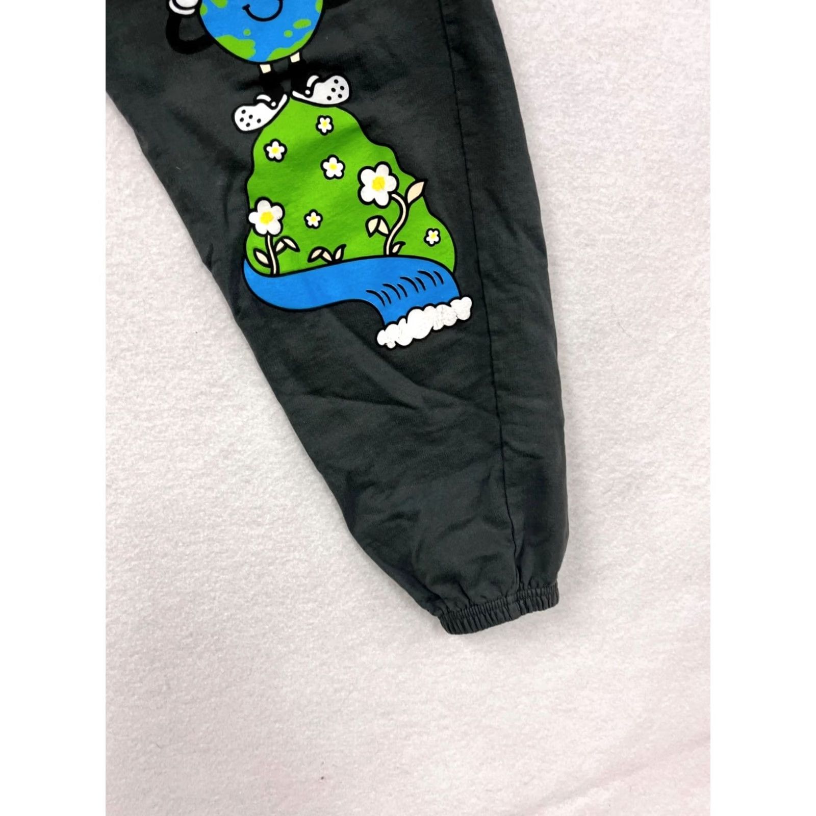 Fanci Club Fan Club Jogger Pants Women Medium Black Get Some Fresh Air Print Elastic Waist 8319 Size 32" / US 10 / IT 46 - 7 Thumbnail